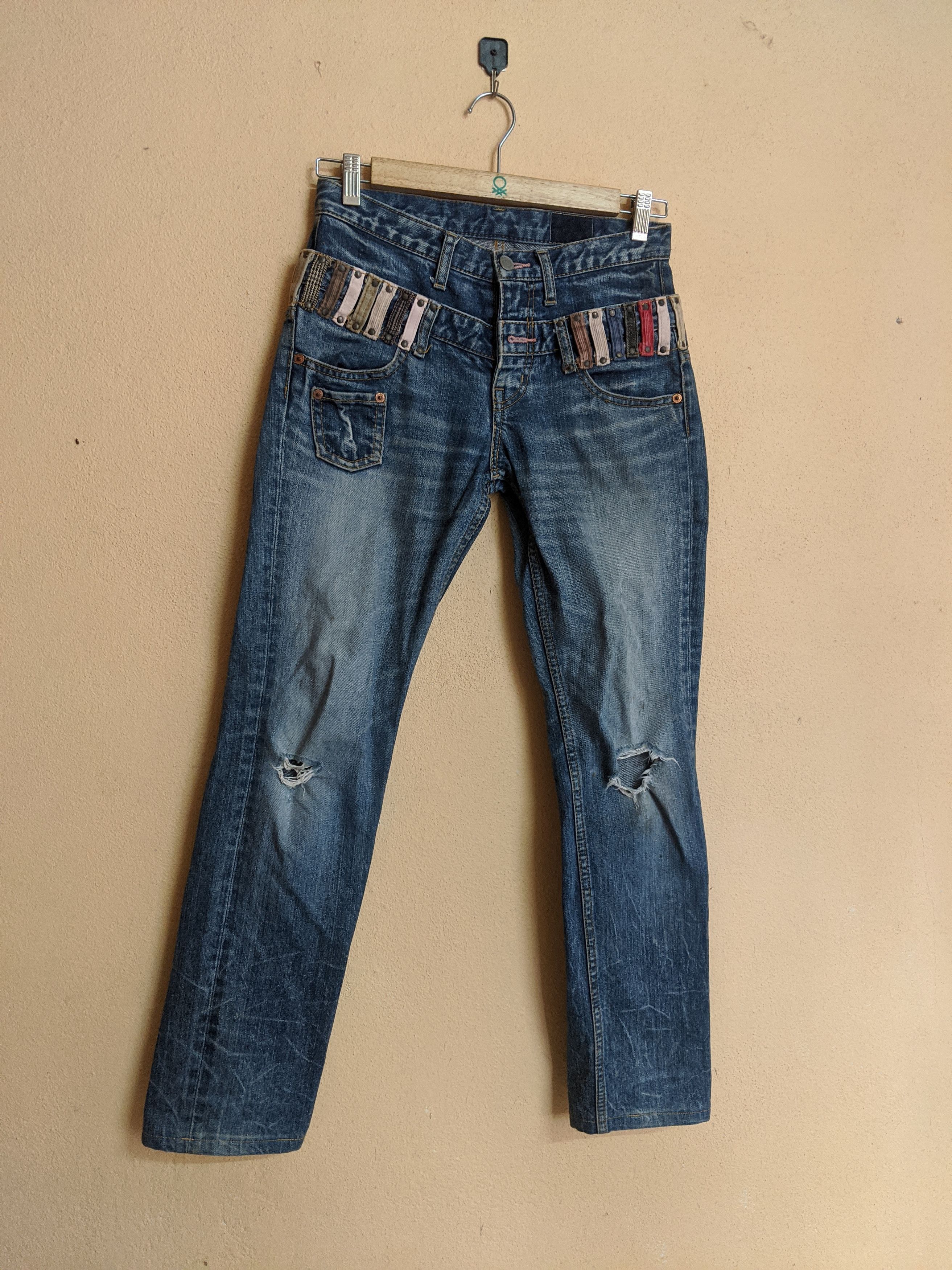 If Six Was Nine Distressed denim double waist japan denim pants women Size 28" / US 6 / IT 42 - 7 Thumbnail
