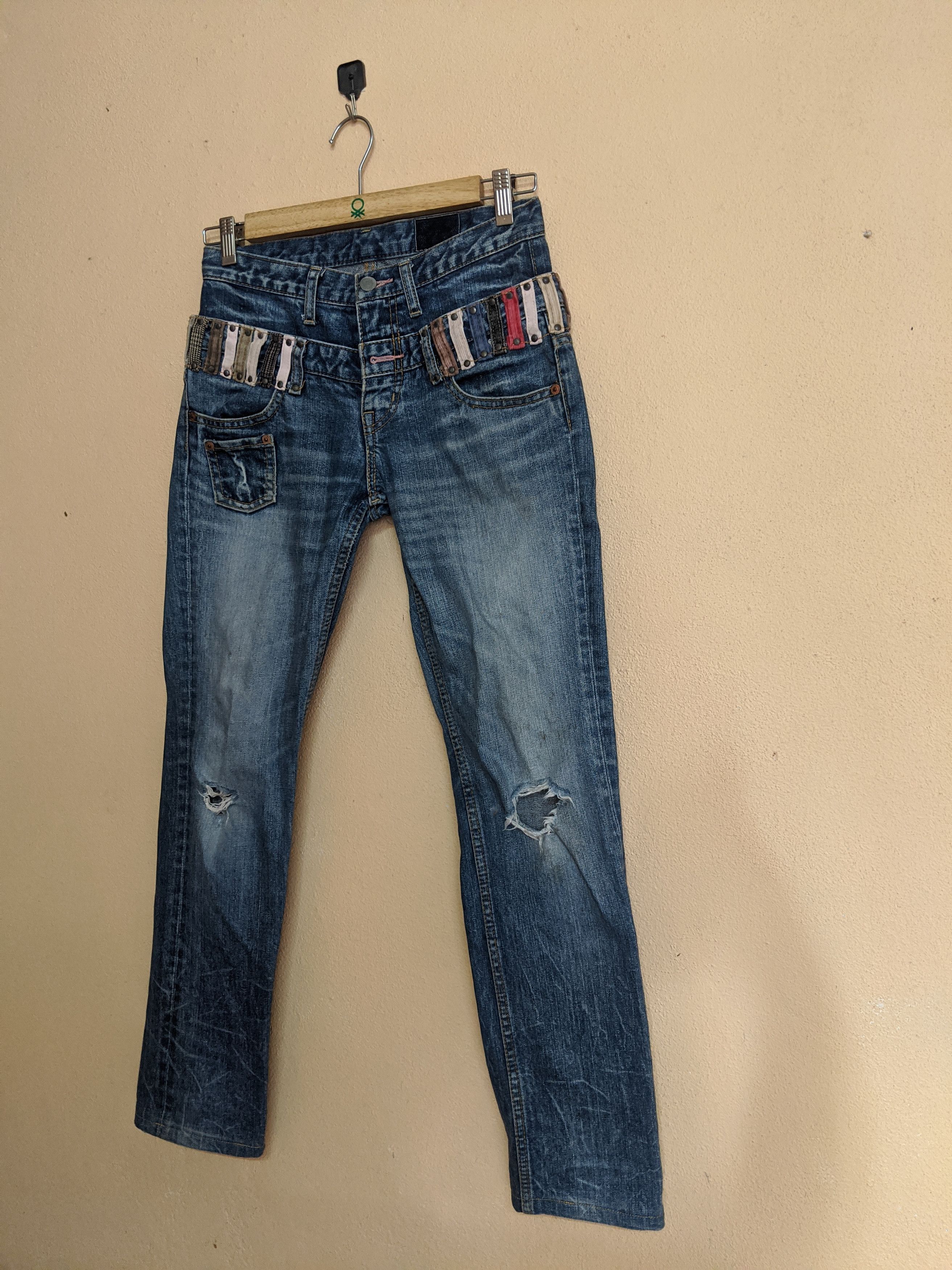 If Six Was Nine Distressed denim double waist japan denim pants women Size 28" / US 6 / IT 42 - 6 Thumbnail