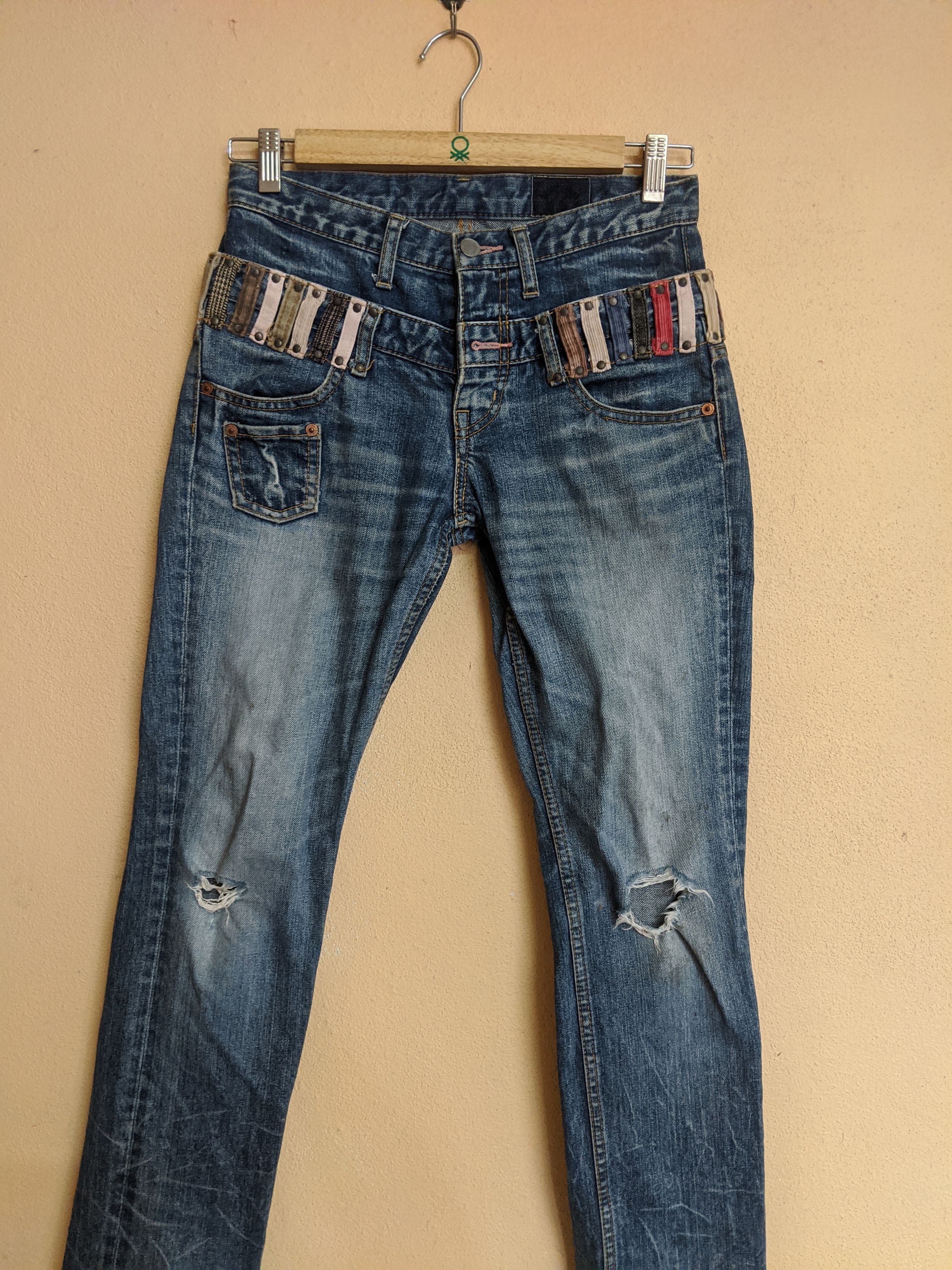 If Six Was Nine Distressed denim double waist japan denim pants women Size 28" / US 6 / IT 42 - 8 Thumbnail
