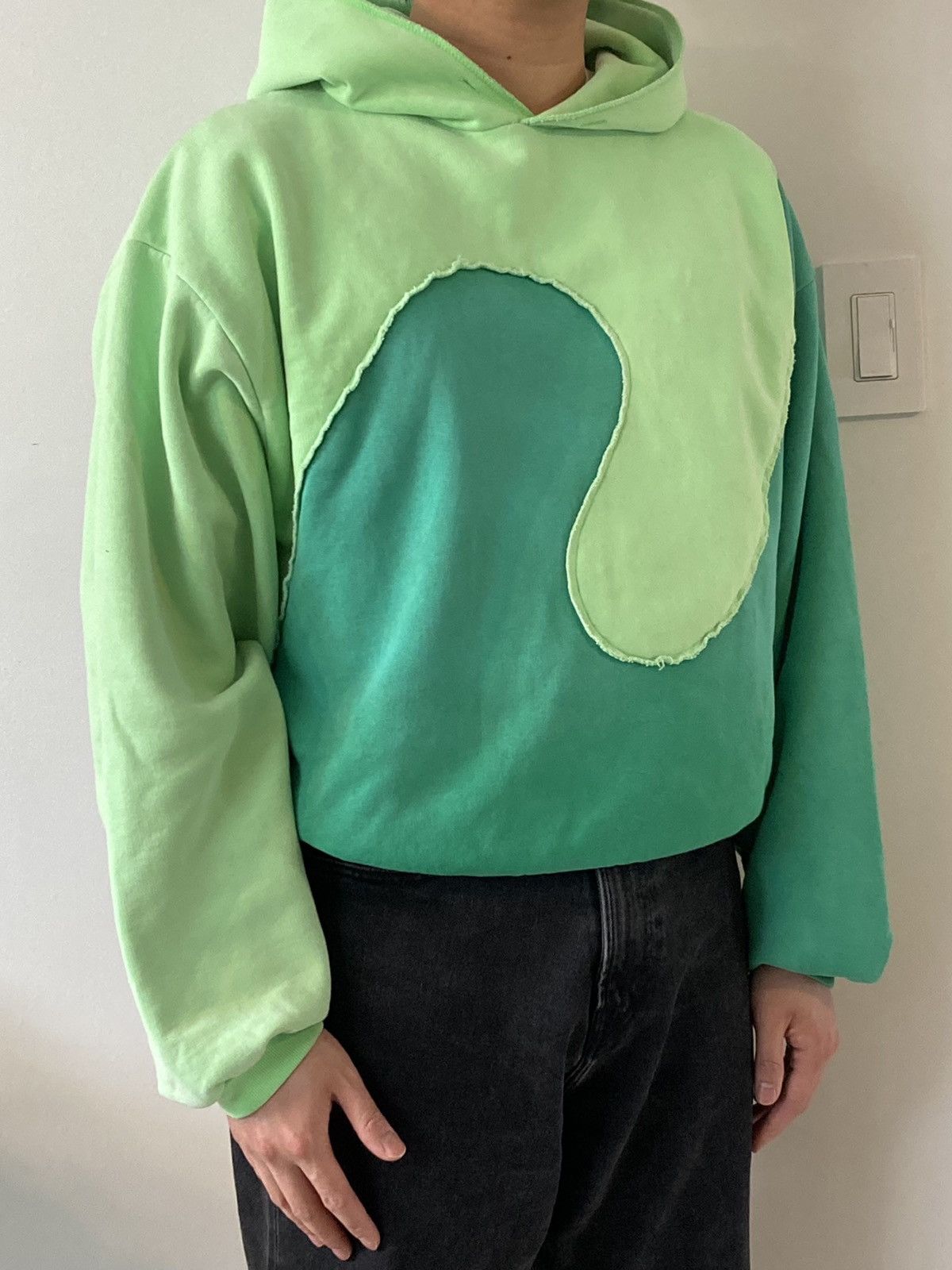 image of Erl Swirl Hoodie (Green/green), Men's (Size Small)