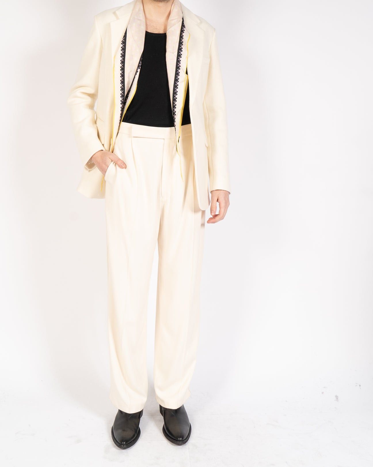 Haider Ackermann FW20 Ivory Wool Classic Blazer Size US M / EU 48-50 / 2 - 2 Thumbnail