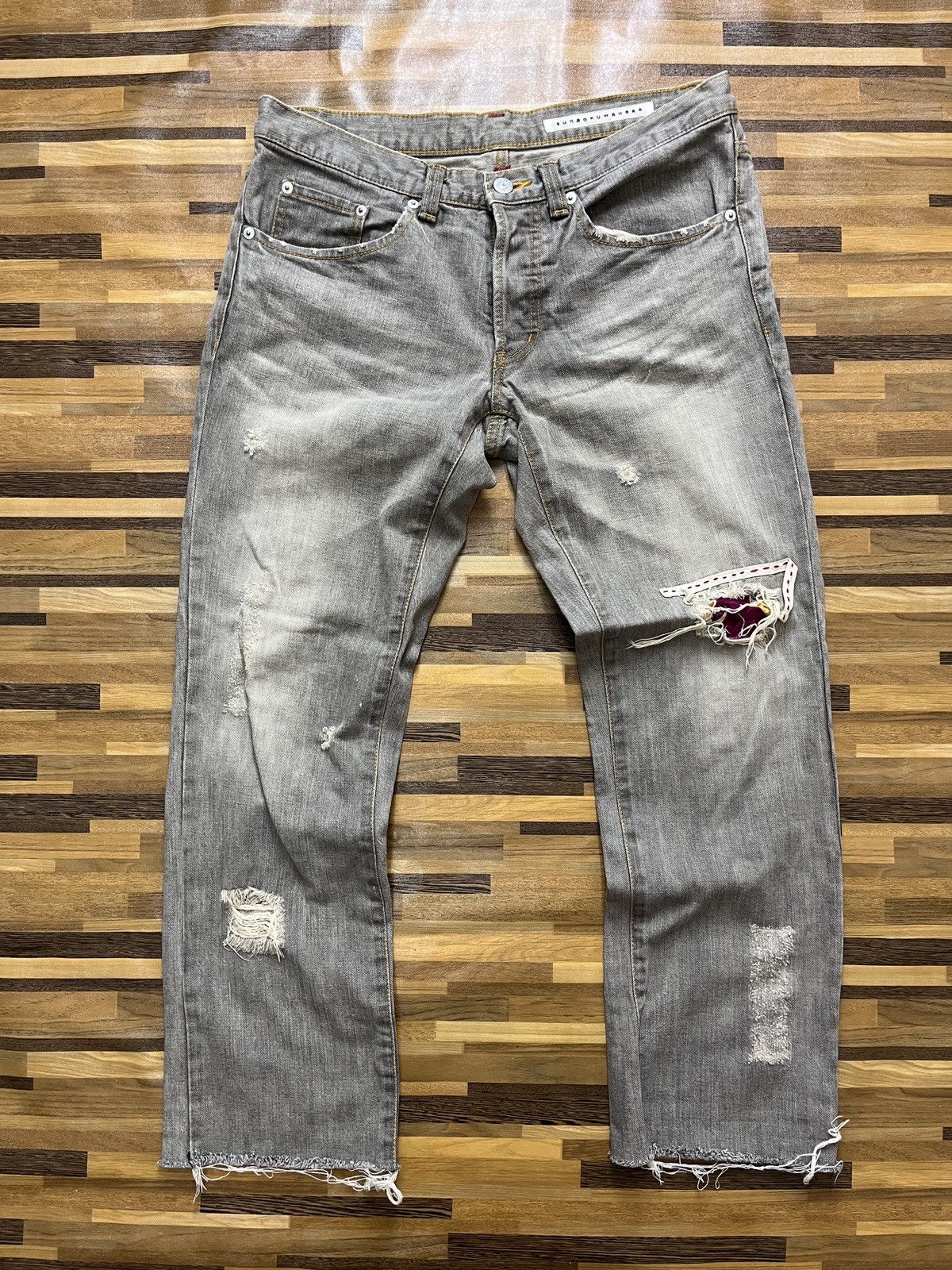 Designer × Issey Miyake × Japanese Brand Distressed Issey Miyake Sunao Kuwahara Patches Denim Size US 30 / EU 46 - 18 Thumbnail