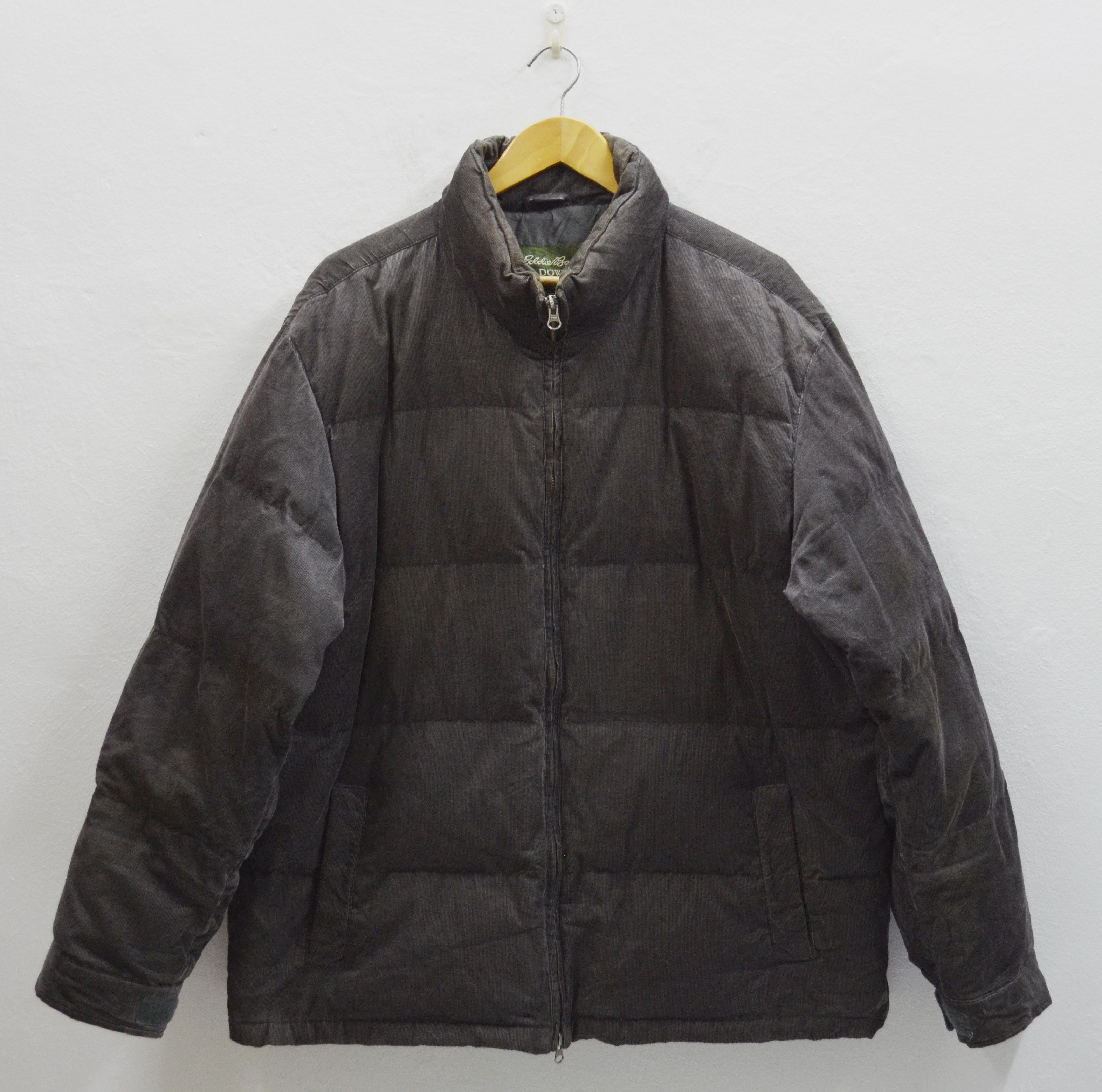 image of Eddie Bauer 90’S Goose Feather Down Filled Coat Zipper Jacket in Charcoal, Men's (Size XL)