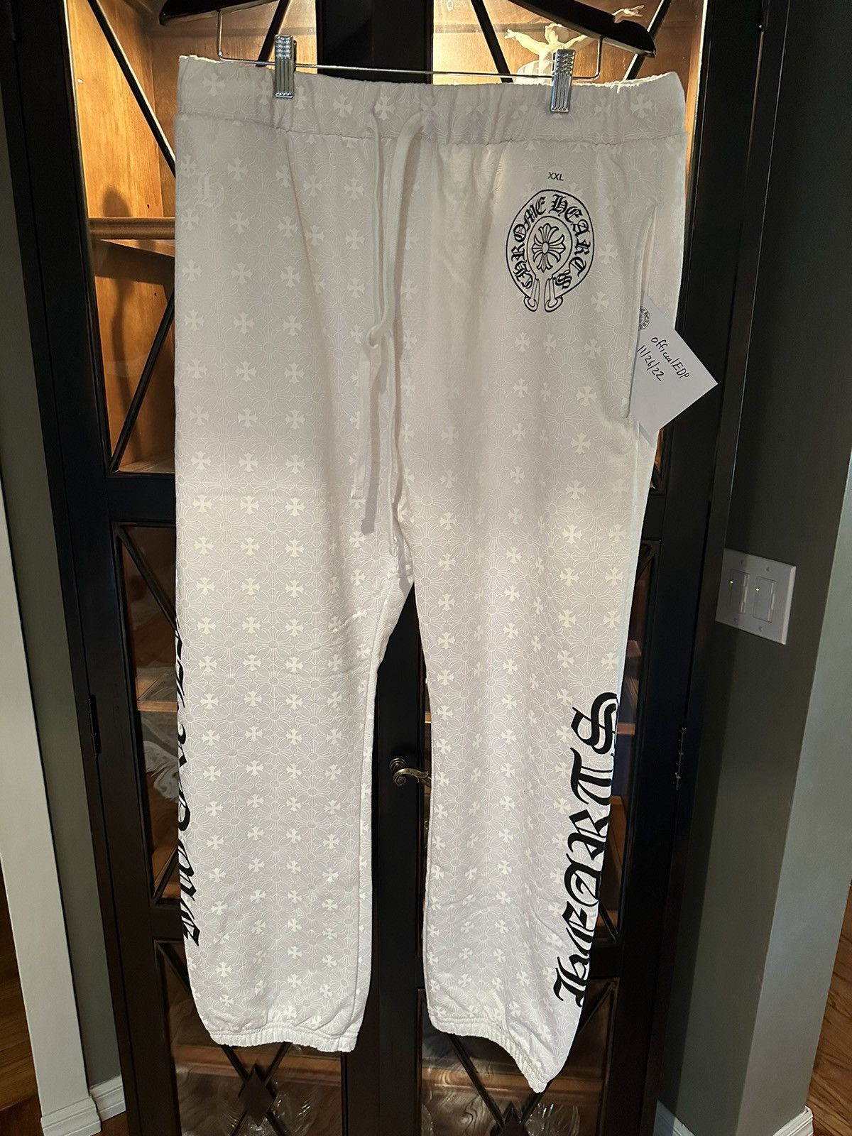 Pre-owned Chrome Hearts White Monogram Sweatpants