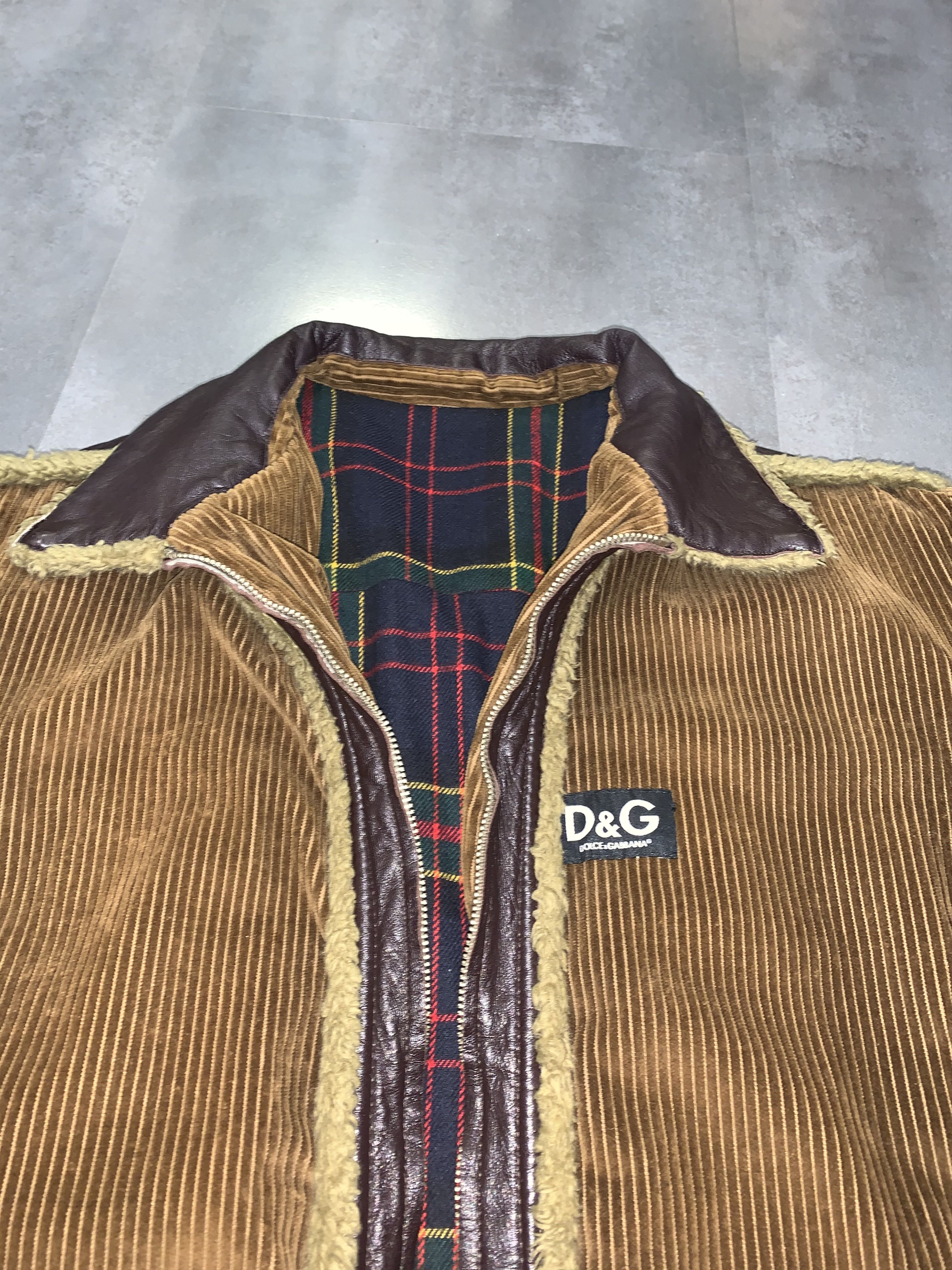Dolce & Gabbana Dolce & Gabbana Small Logo Corduroy Wool Leather Jacket Size US L / EU 52-54 / 3 - 12 Thumbnail