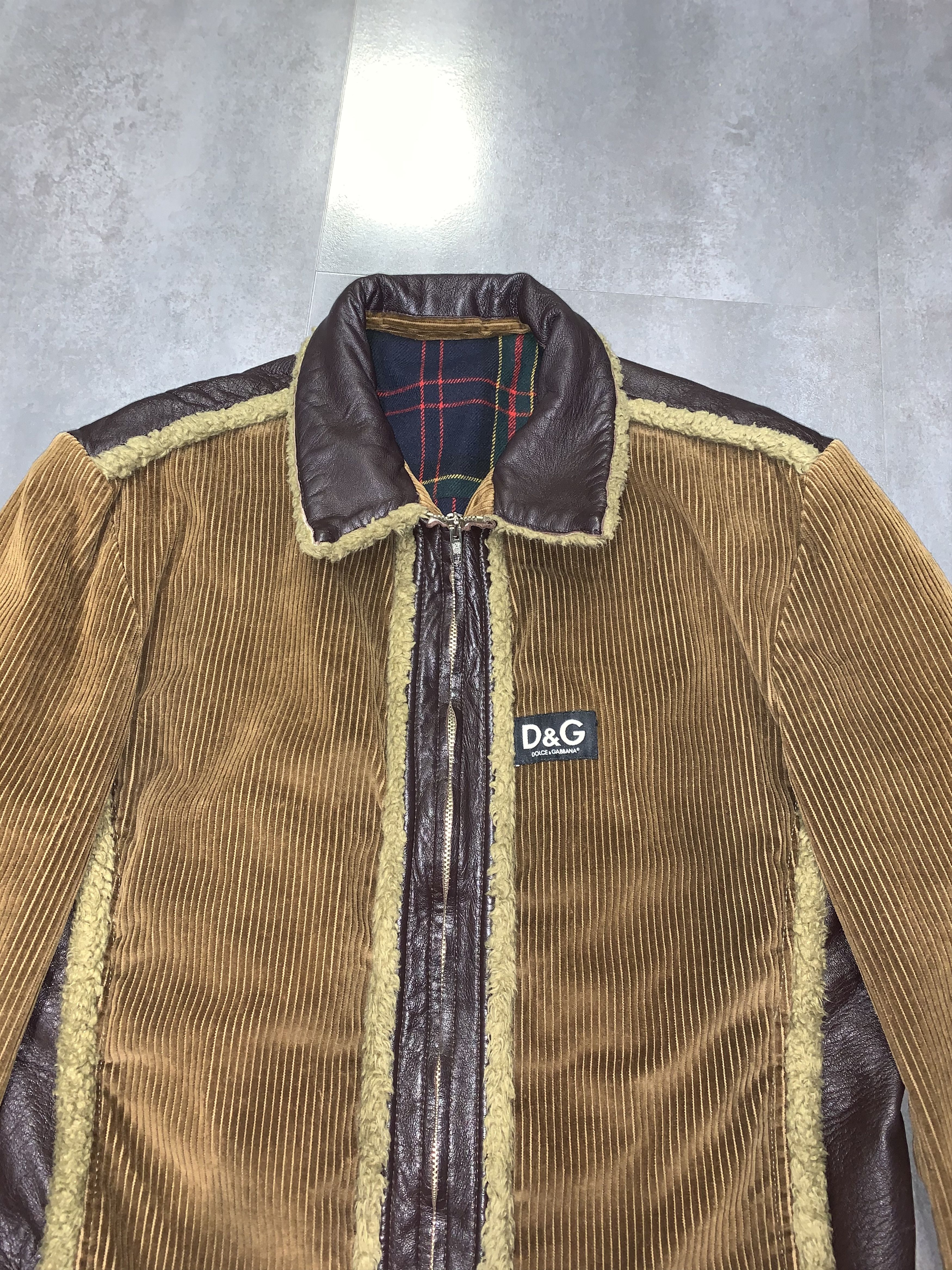 Dolce & Gabbana Dolce & Gabbana Small Logo Corduroy Wool Leather Jacket Size US L / EU 52-54 / 3 - 14 Thumbnail