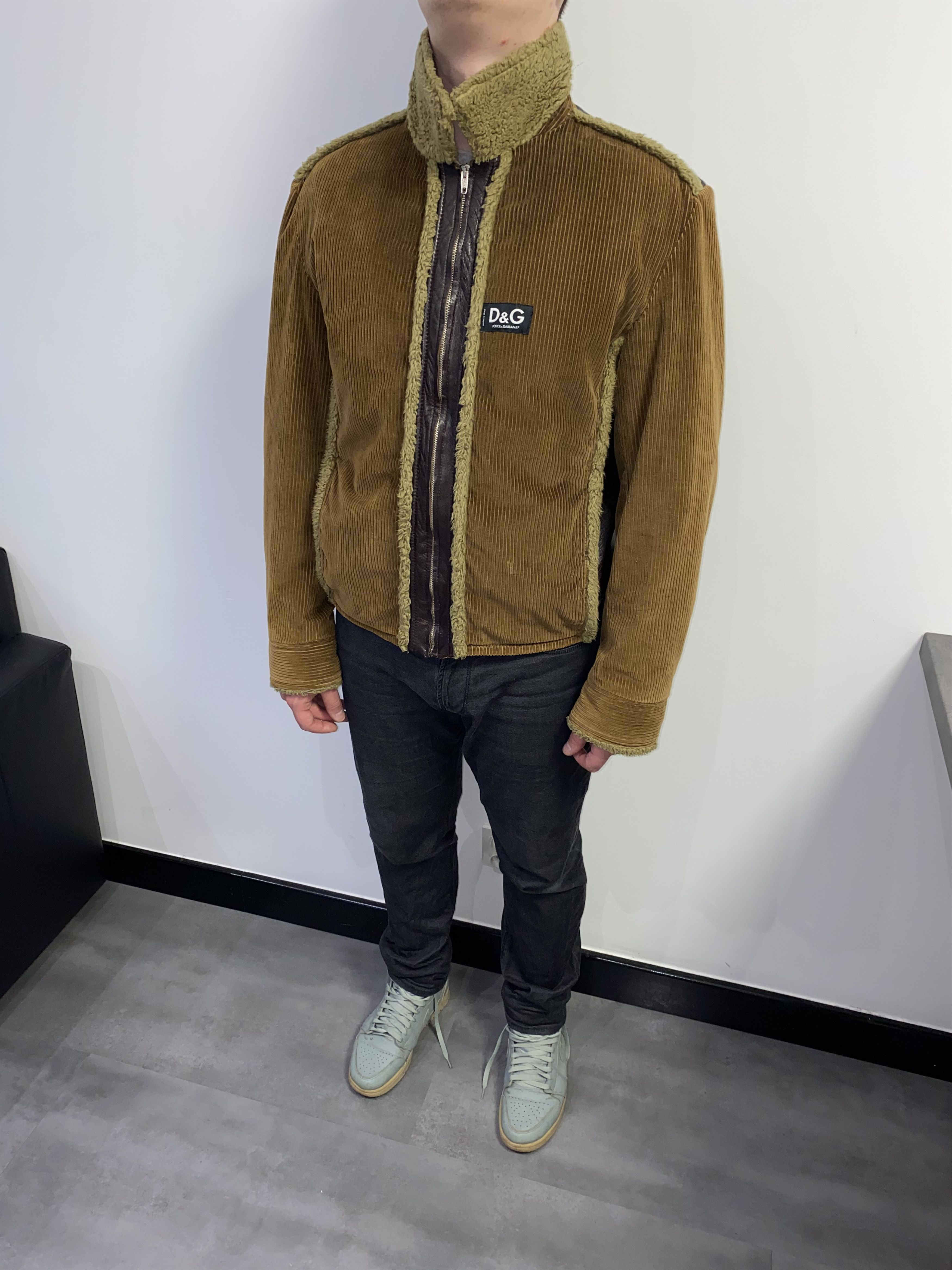 Dolce & Gabbana Dolce & Gabbana Small Logo Corduroy Wool Leather Jacket Size US L / EU 52-54 / 3 - 8 Thumbnail