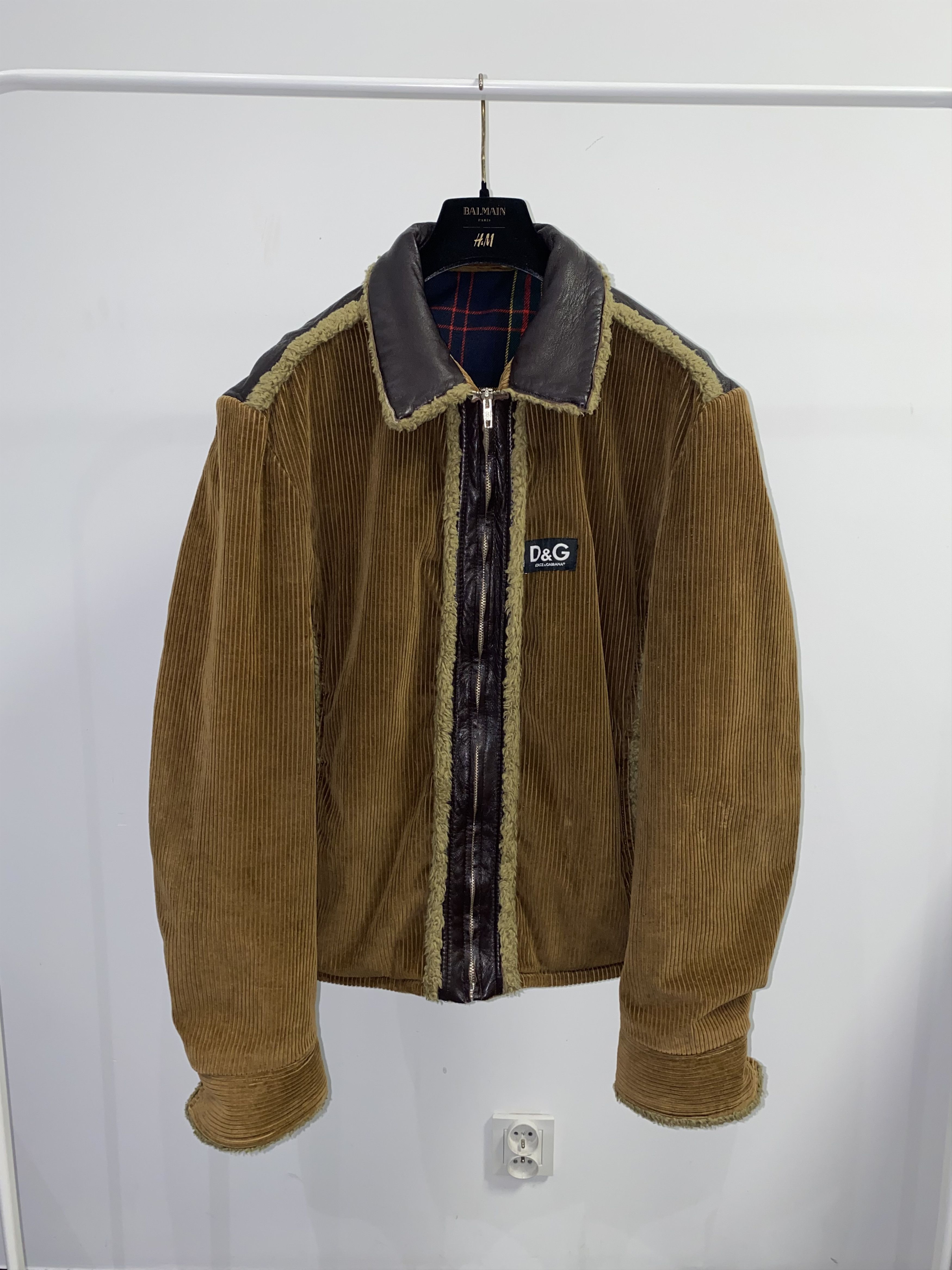 Dolce & Gabbana Dolce & Gabbana Small Logo Corduroy Wool Leather Jacket Size US L / EU 52-54 / 3 - 1 Thumbnail
