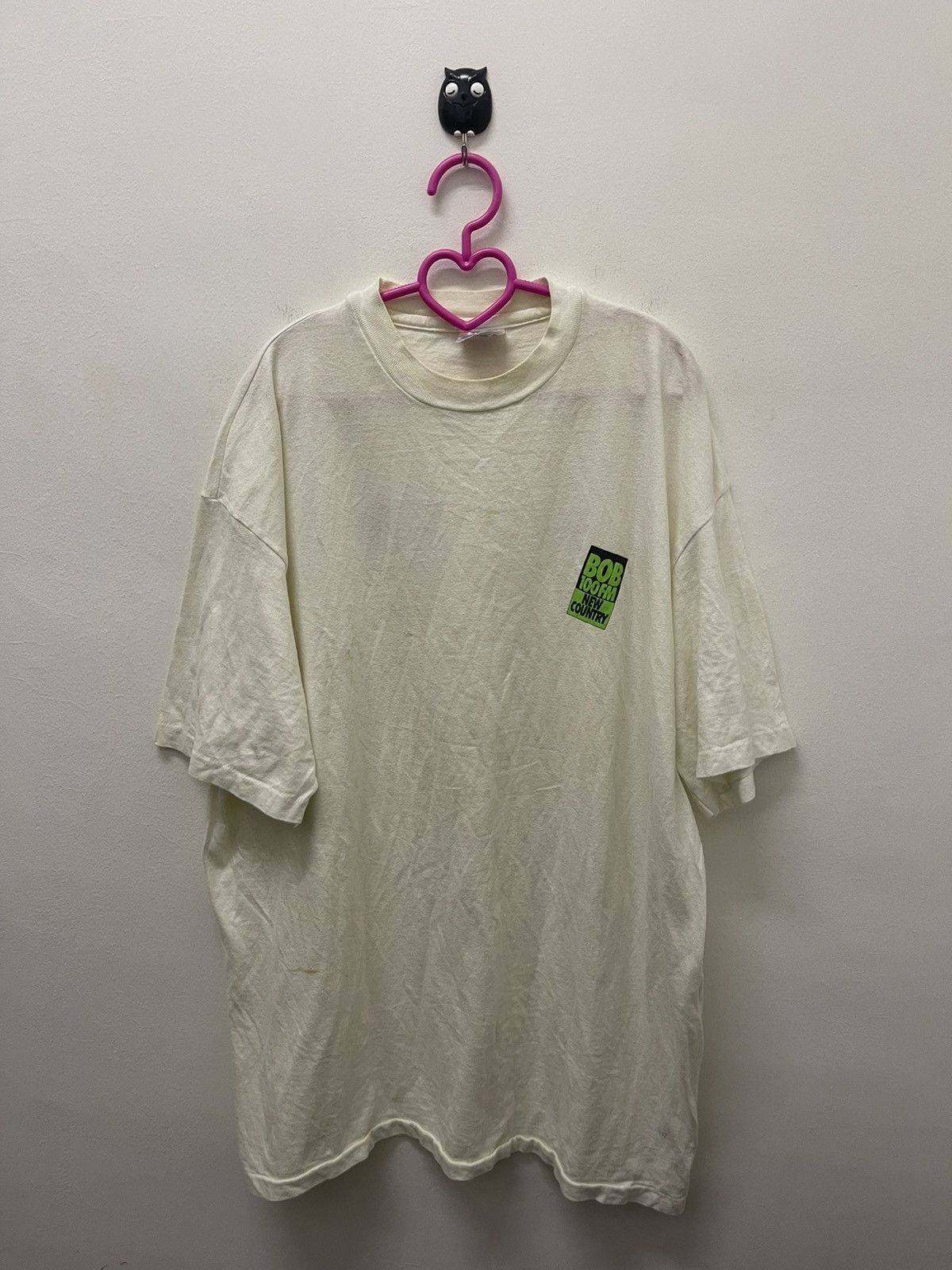 Vintage Rare 90s Vintage BOB 100 FM Turn Your Knob To Bob Hanes Tee Size US XL / EU 56 / 4 - 3 Thumbnail