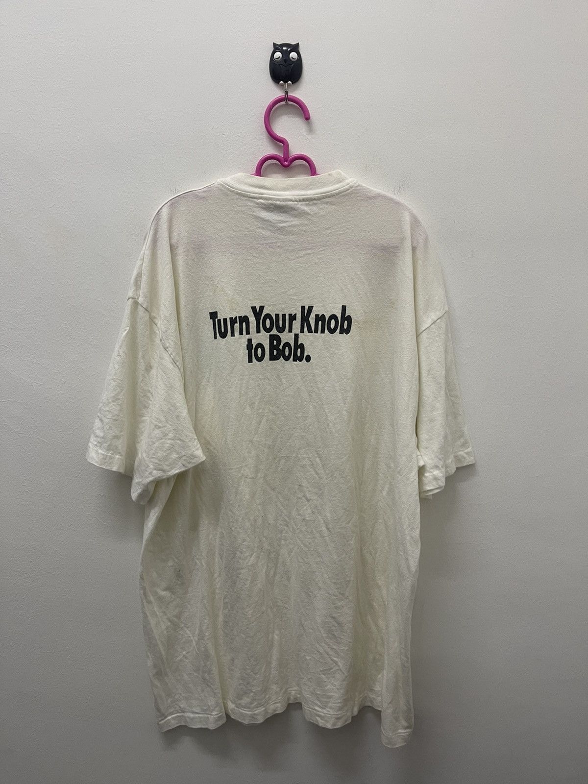 Vintage Rare 90s Vintage BOB 100 FM Turn Your Knob To Bob Hanes Tee Size US XL / EU 56 / 4 - 1 Thumbnail