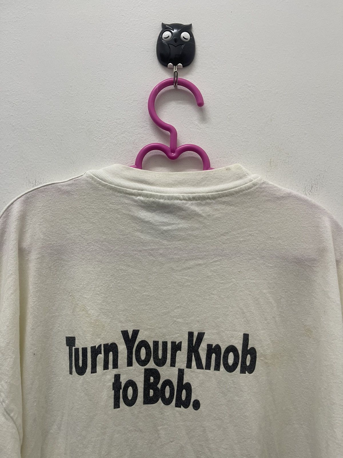 Vintage Rare 90s Vintage BOB 100 FM Turn Your Knob To Bob Hanes Tee Size US XL / EU 56 / 4 - 2 Thumbnail