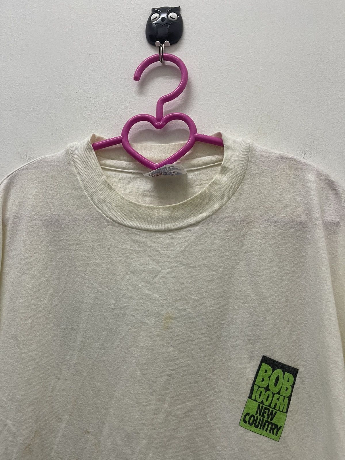 Vintage Rare 90s Vintage BOB 100 FM Turn Your Knob To Bob Hanes Tee Size US XL / EU 56 / 4 - 4 Thumbnail