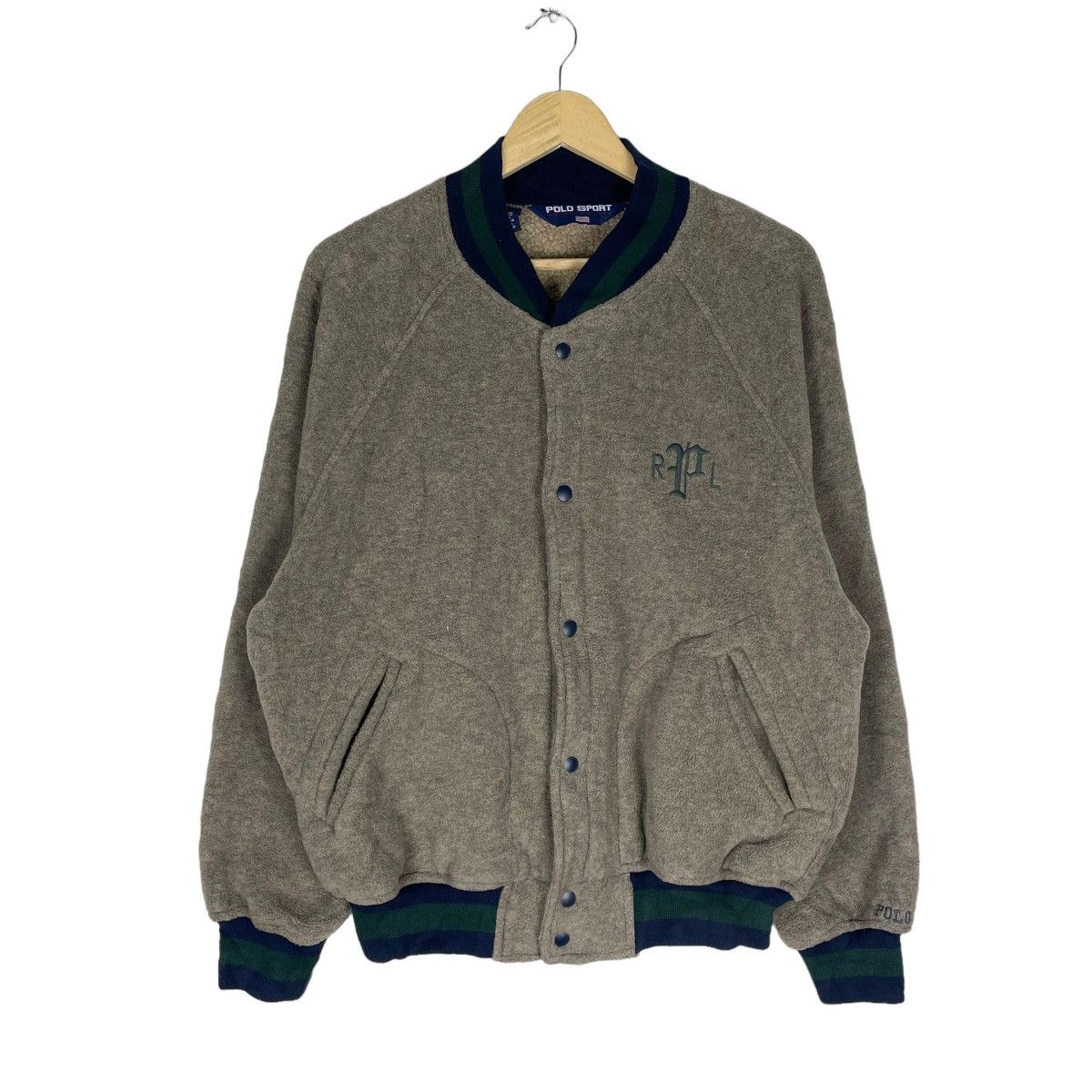 🌟POLO SPORT RL VARSITY SHERPA SNAP BUTTON JACKET