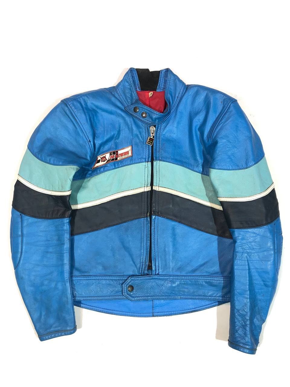 image of Leather Jacket x Racing Dainese Vintage Racing Moto Jacket Ducati in Blue, Men's (Size Small)