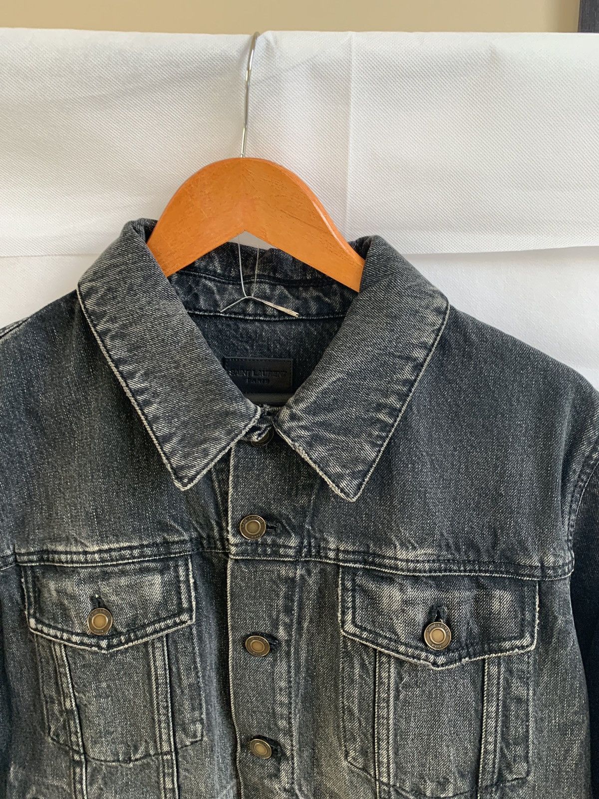 Saint Laurent Paris Waiting Sunset Denim Jacket in Shadow Deep Black Size US L / EU 52-54 / 3 - 8 Thumbnail