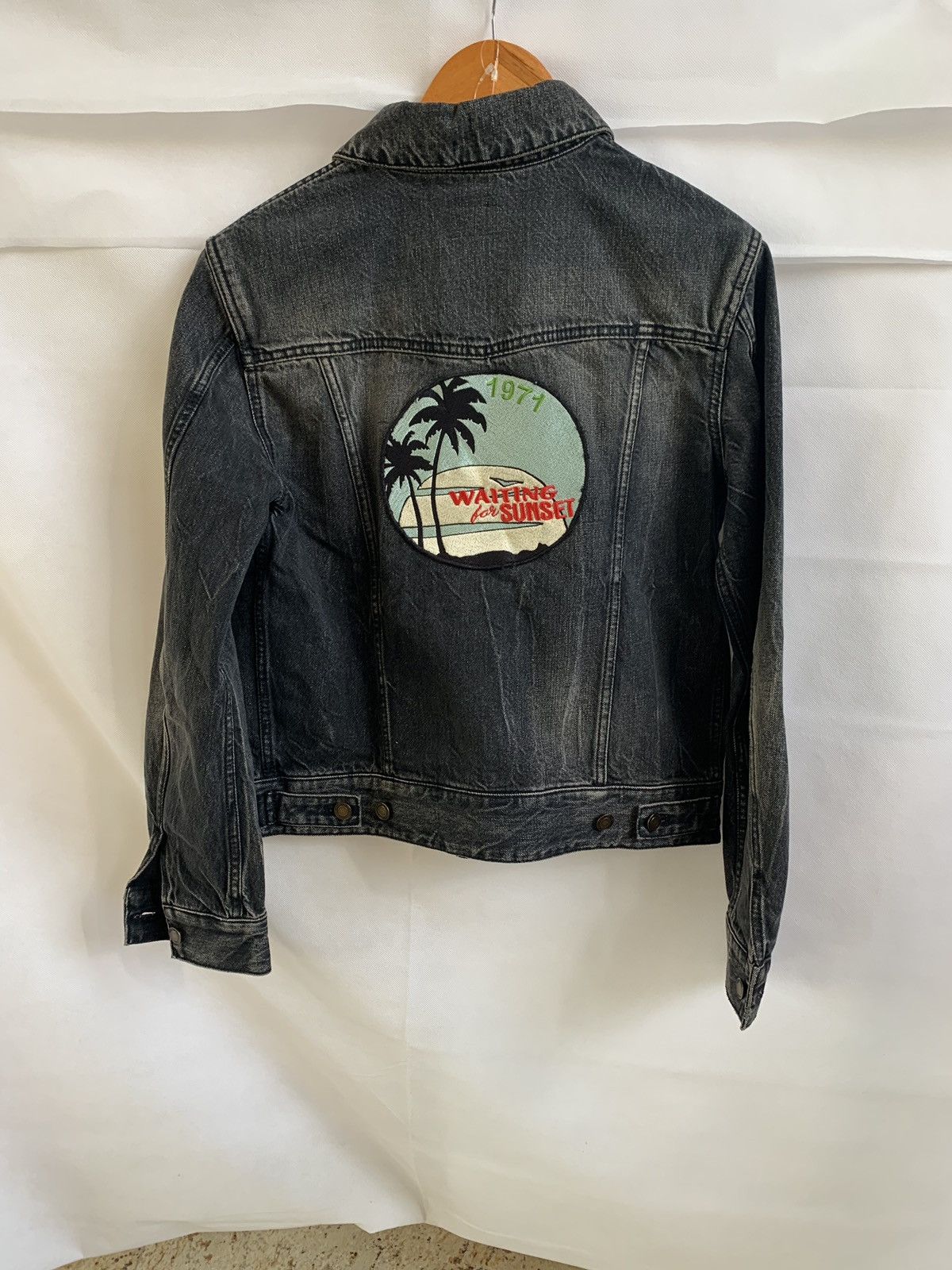 Saint Laurent Paris Waiting Sunset Denim Jacket in Shadow Deep Black Size US L / EU 52-54 / 3 - 3 Thumbnail