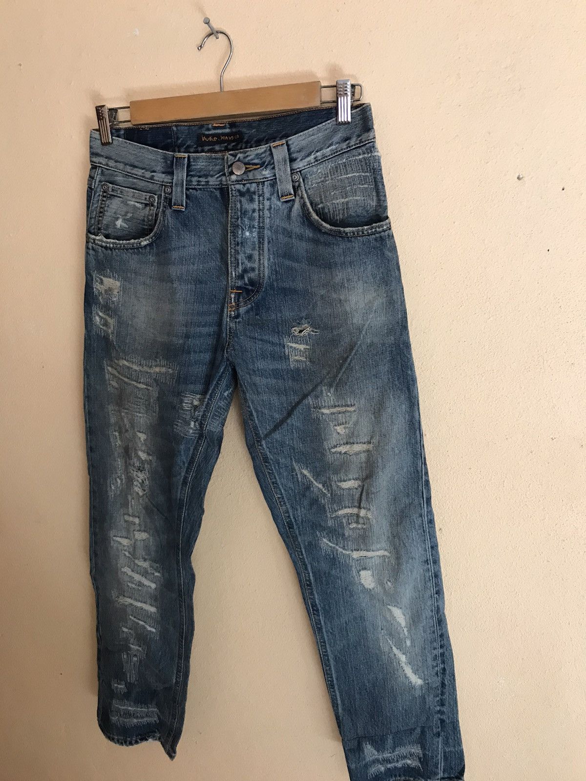 Nudie Jeans Nudie Jeans Co. Distressed denim sashiko kurt cobain style Size US 28 / EU 44 - 2 Thumbnail