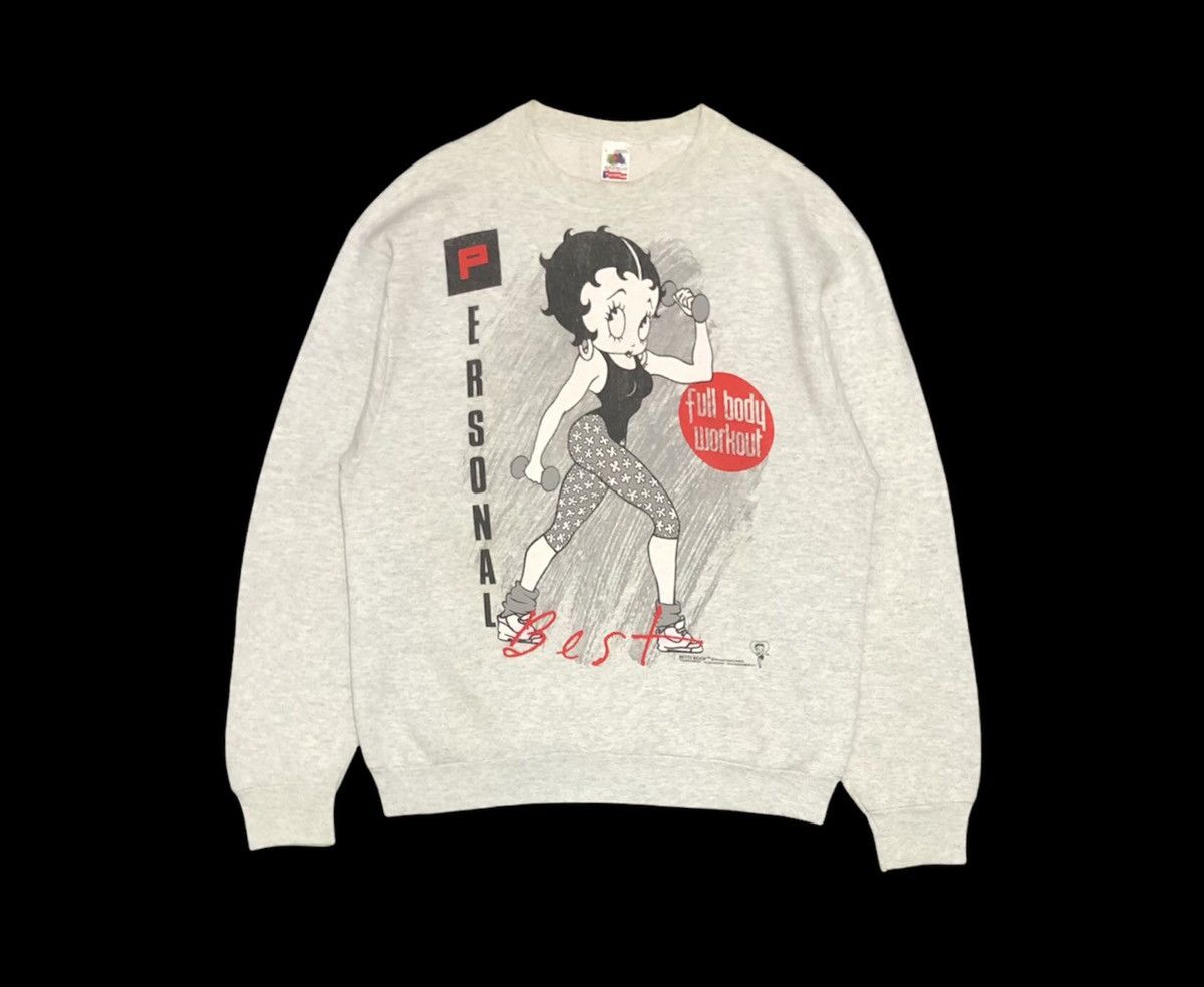 Cartoon Network 🔥Vtg Betty Boop Personal Best Full Body Workout Sweatshirt Size US L / EU 52-54 / 3 - 2 Thumbnail