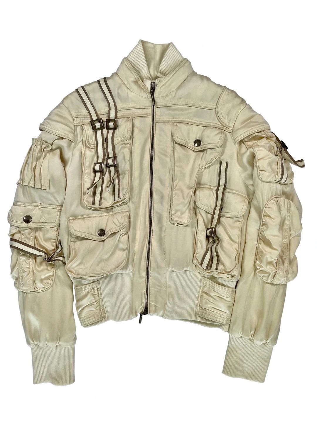 Just Cavalli 1990s bondage parachute cargo bomber silk jacket