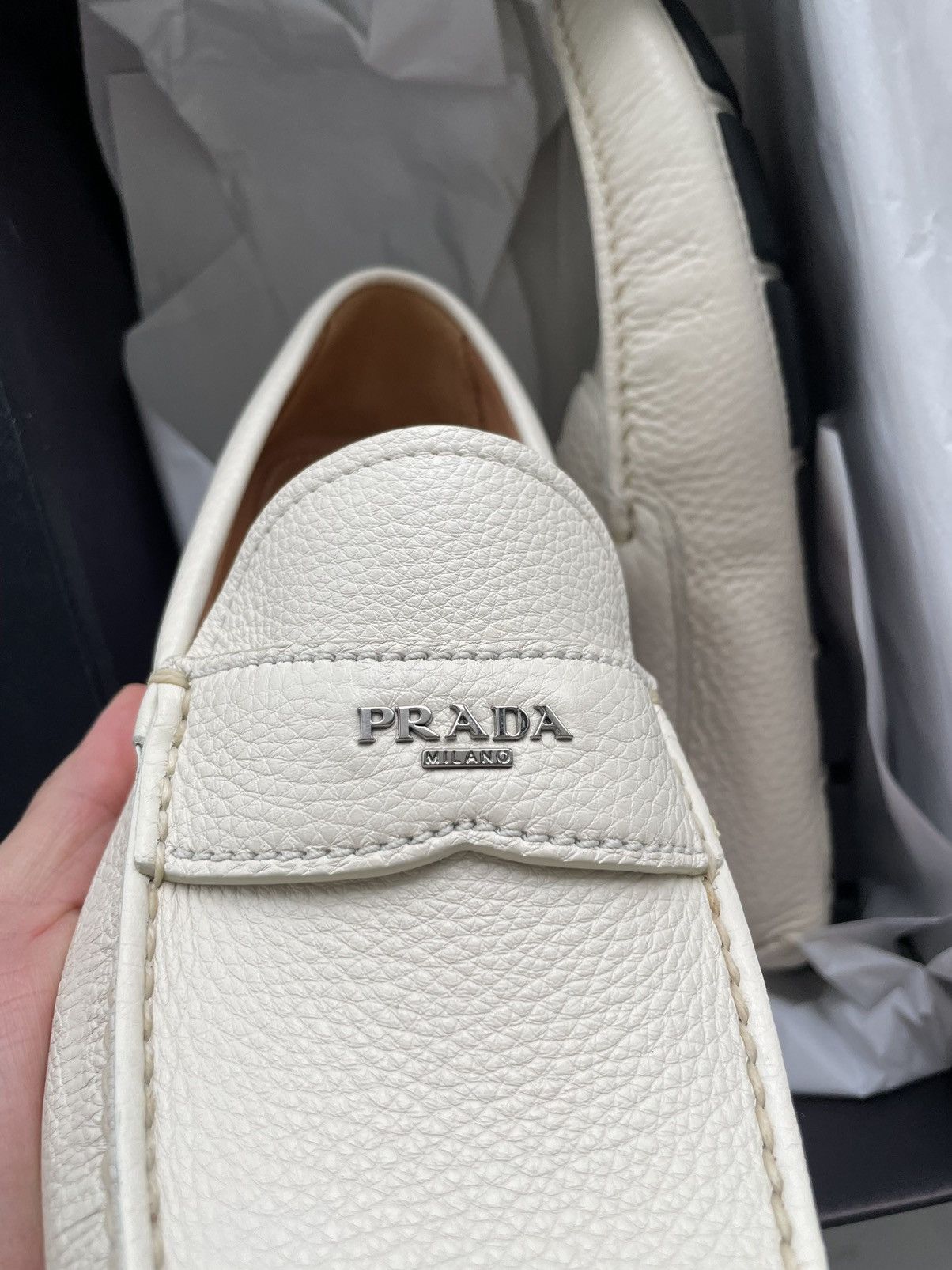 Prada Rare Limited Edition Iconic Prada Logo Leather Loafer Shoes Size US 8 / EU 41 - 3 Thumbnail