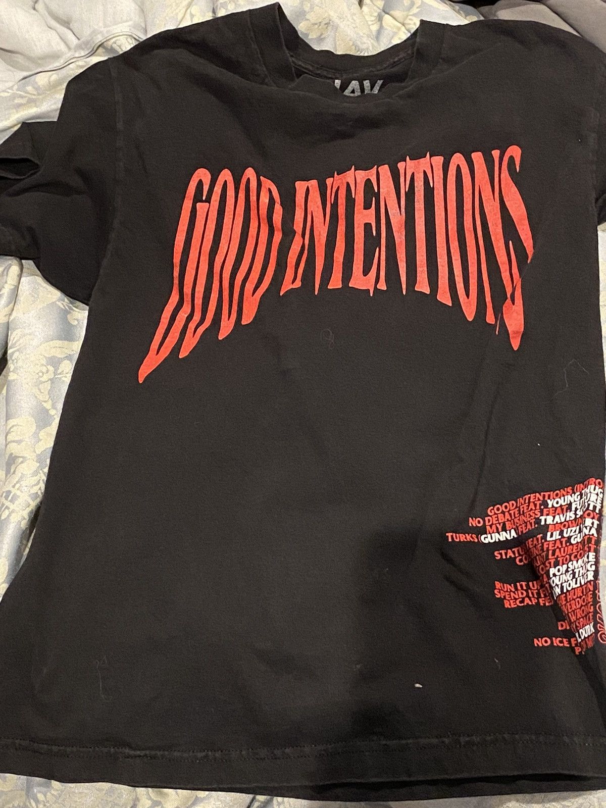 Nav Black Red Vlone Shirt Nav X Vlone Good Intentions Tee