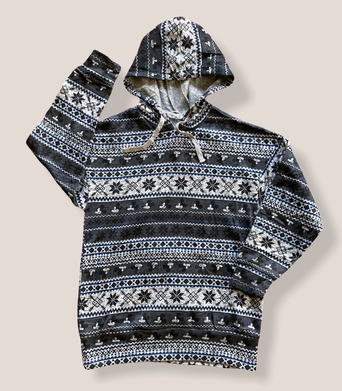 image of Disney x Mickey Mouse Native Fullprint Hoodie in Black, Men's (Size Medium)