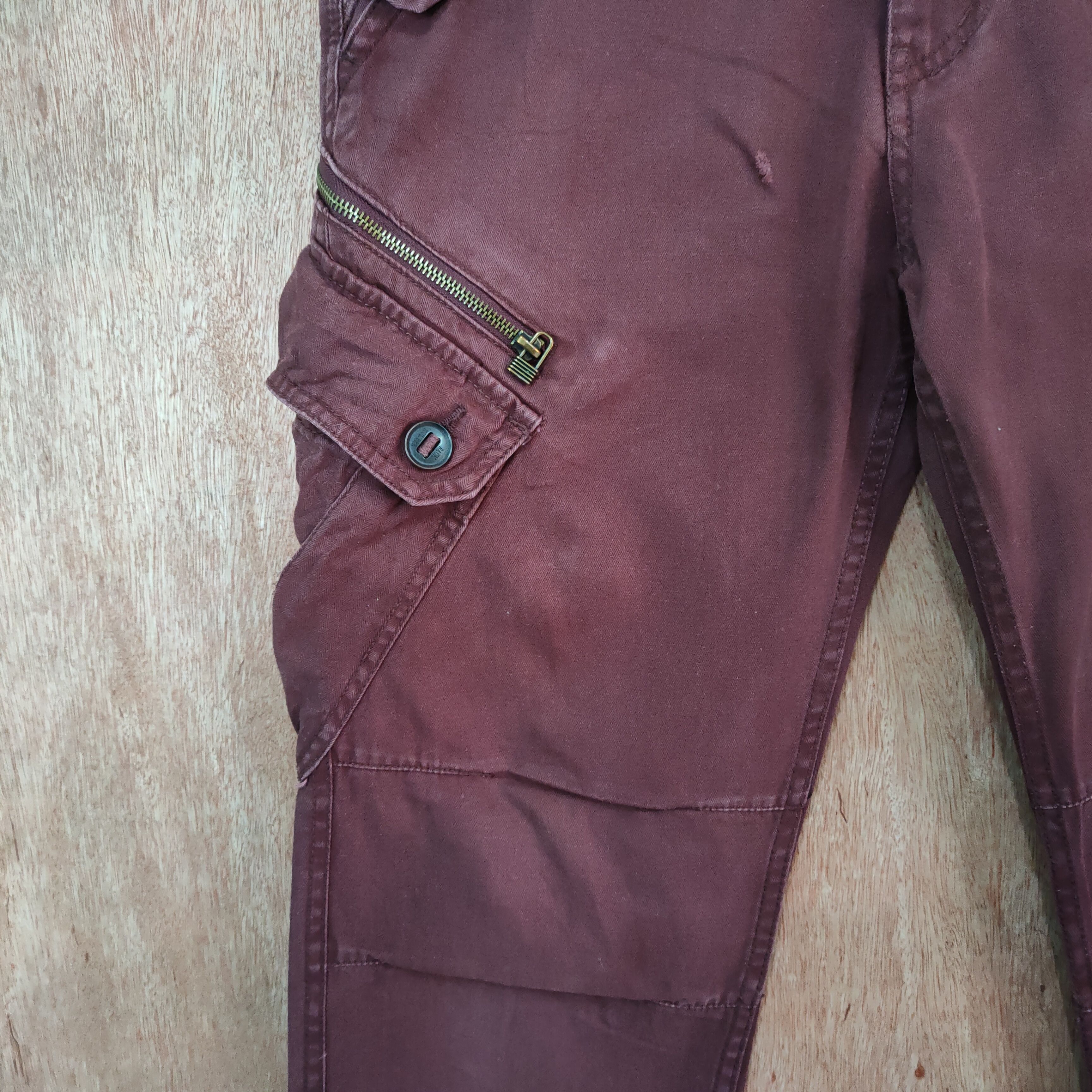 Japanese Brand BACK NUMBER 8 POCKET MARROON CARGO PANTS Size US 30 / EU 46 - 13 Thumbnail