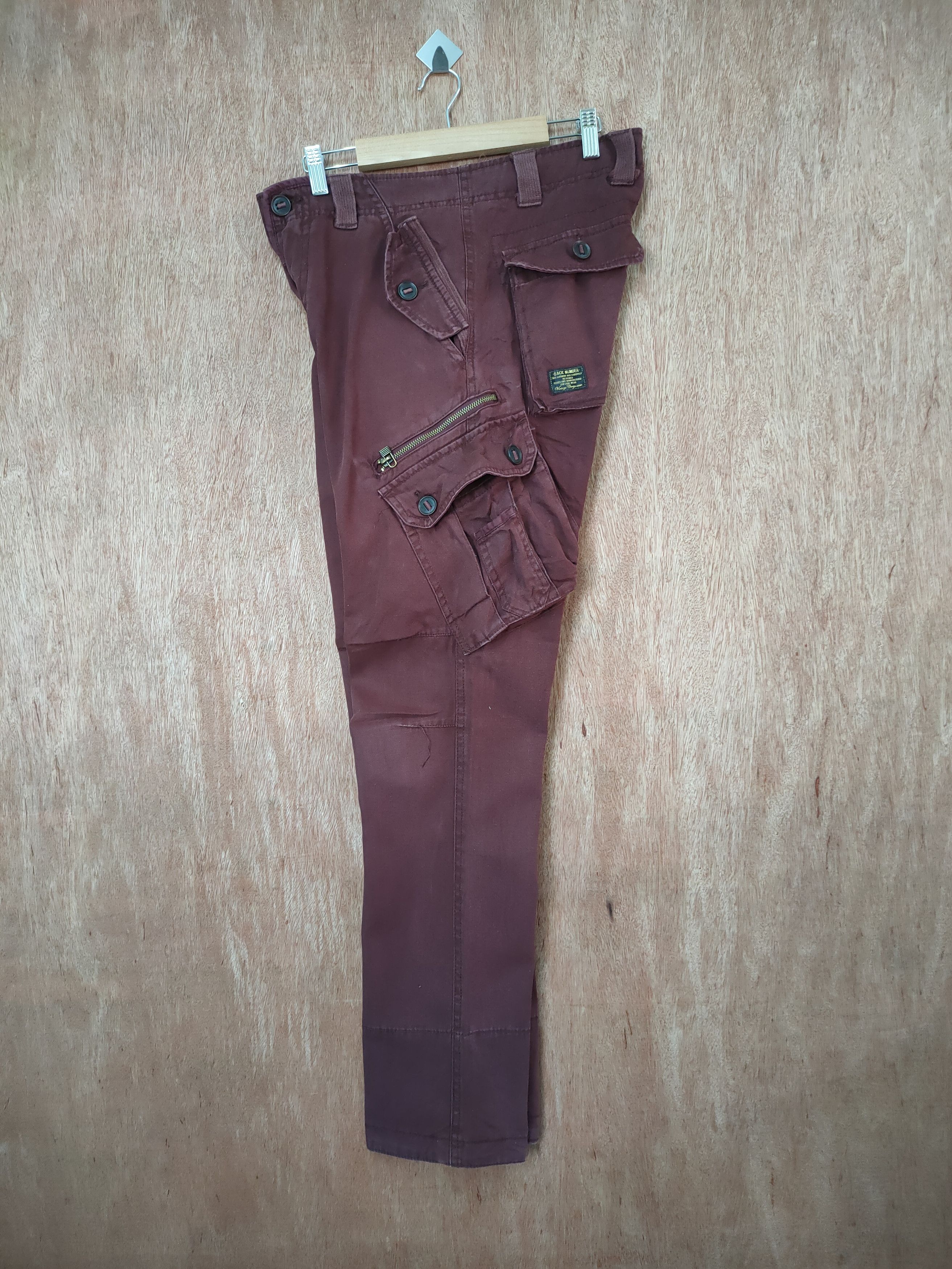 Japanese Brand BACK NUMBER 8 POCKET MARROON CARGO PANTS Size US 30 / EU 46 - 8 Thumbnail
