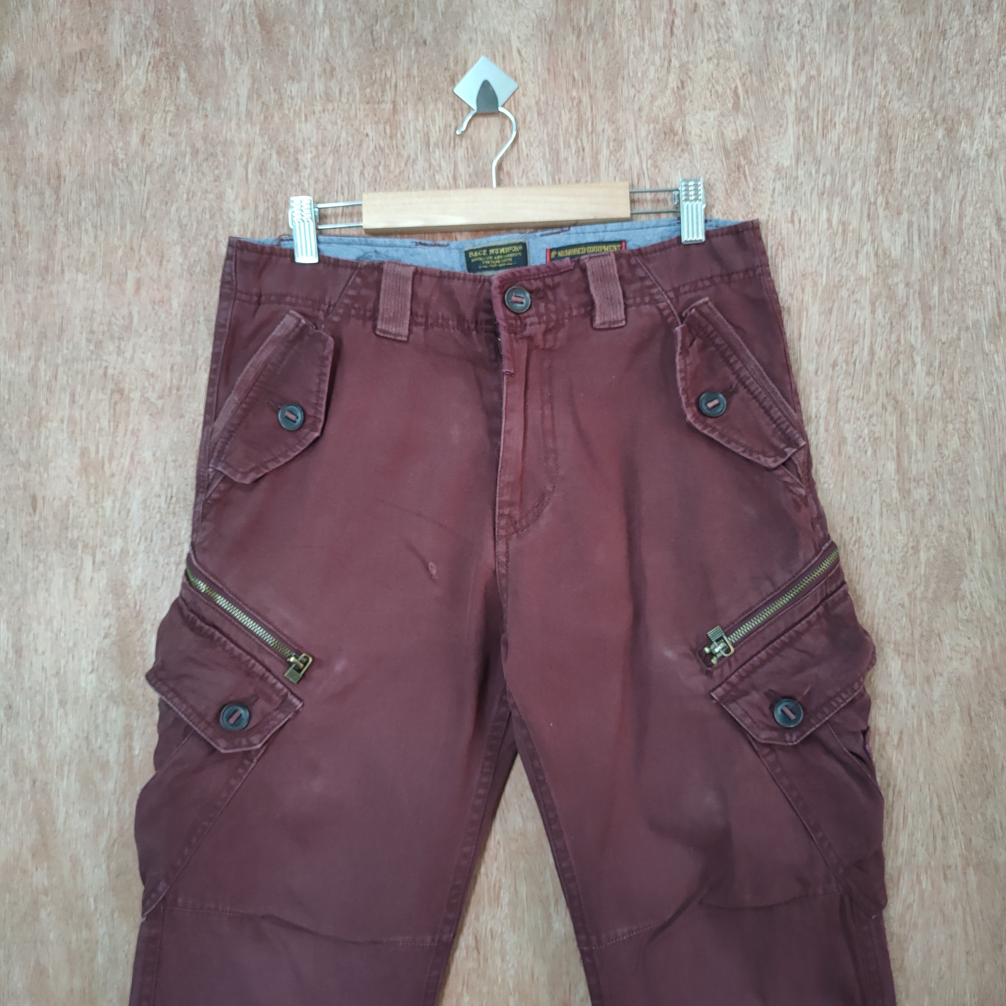 Japanese Brand BACK NUMBER 8 POCKET MARROON CARGO PANTS Size US 30 / EU 46 - 5 Thumbnail