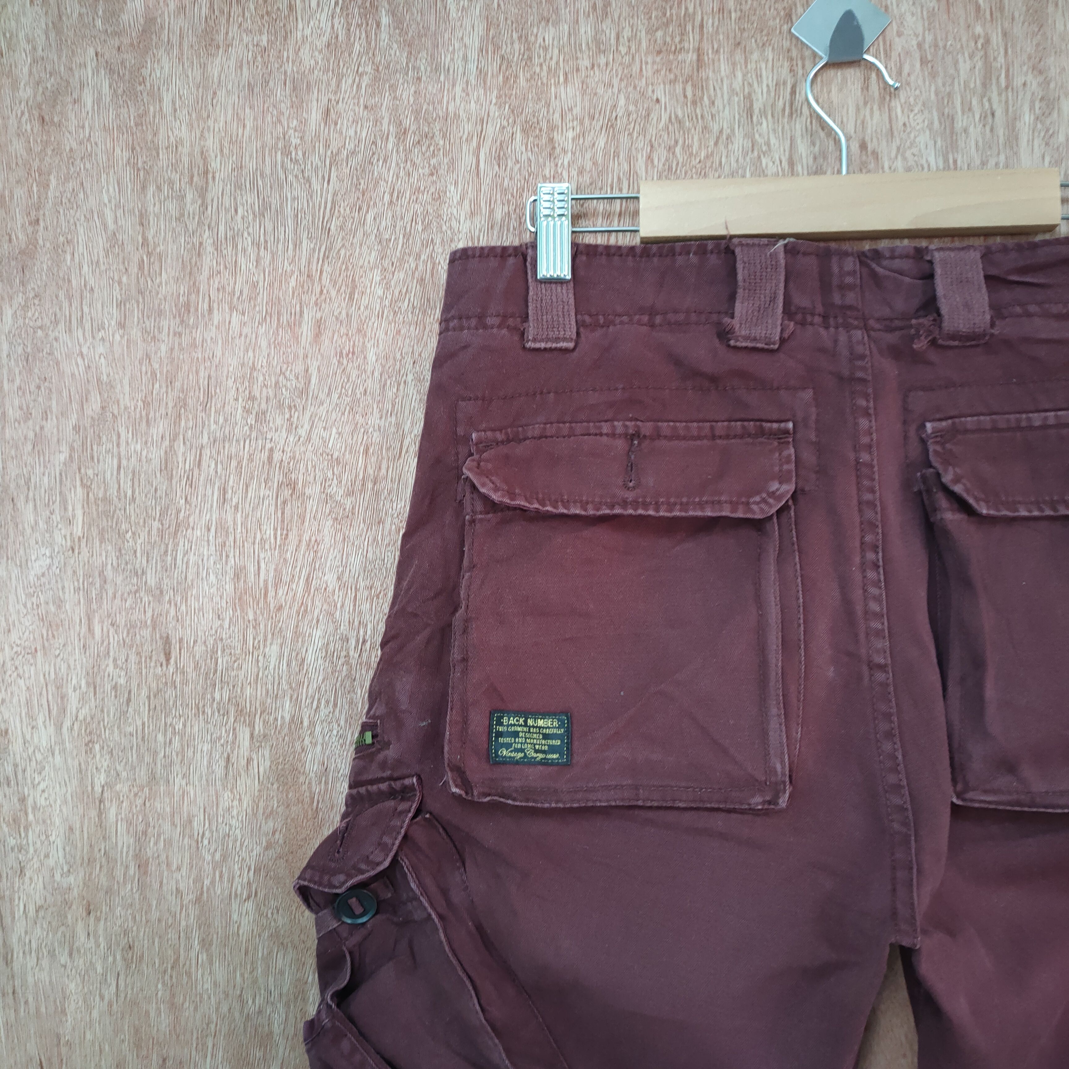 Japanese Brand BACK NUMBER 8 POCKET MARROON CARGO PANTS Size US 30 / EU 46 - 18 Thumbnail