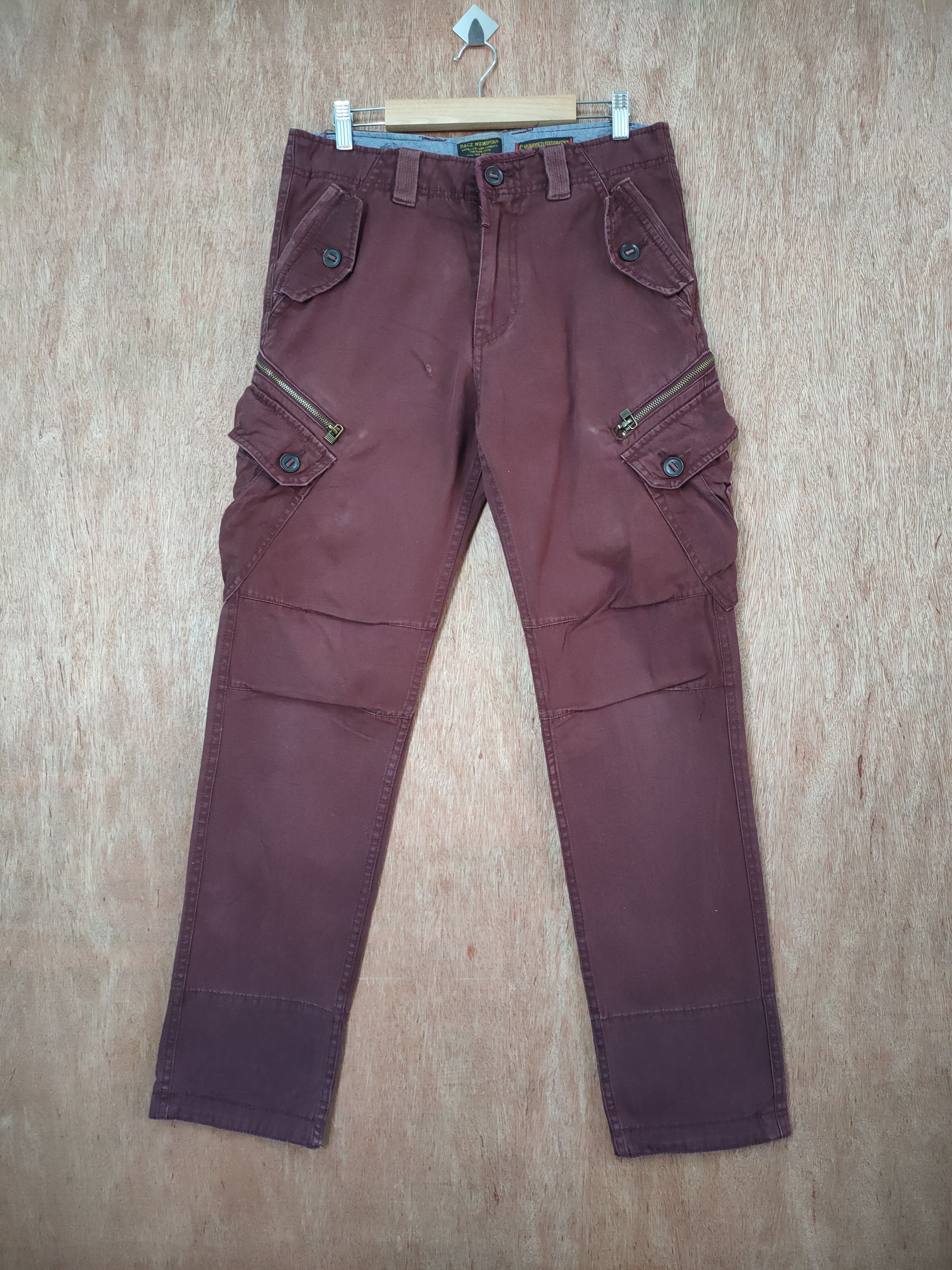 Japanese Brand BACK NUMBER 8 POCKET MARROON CARGO PANTS Size US 30 / EU 46 - 1 Thumbnail