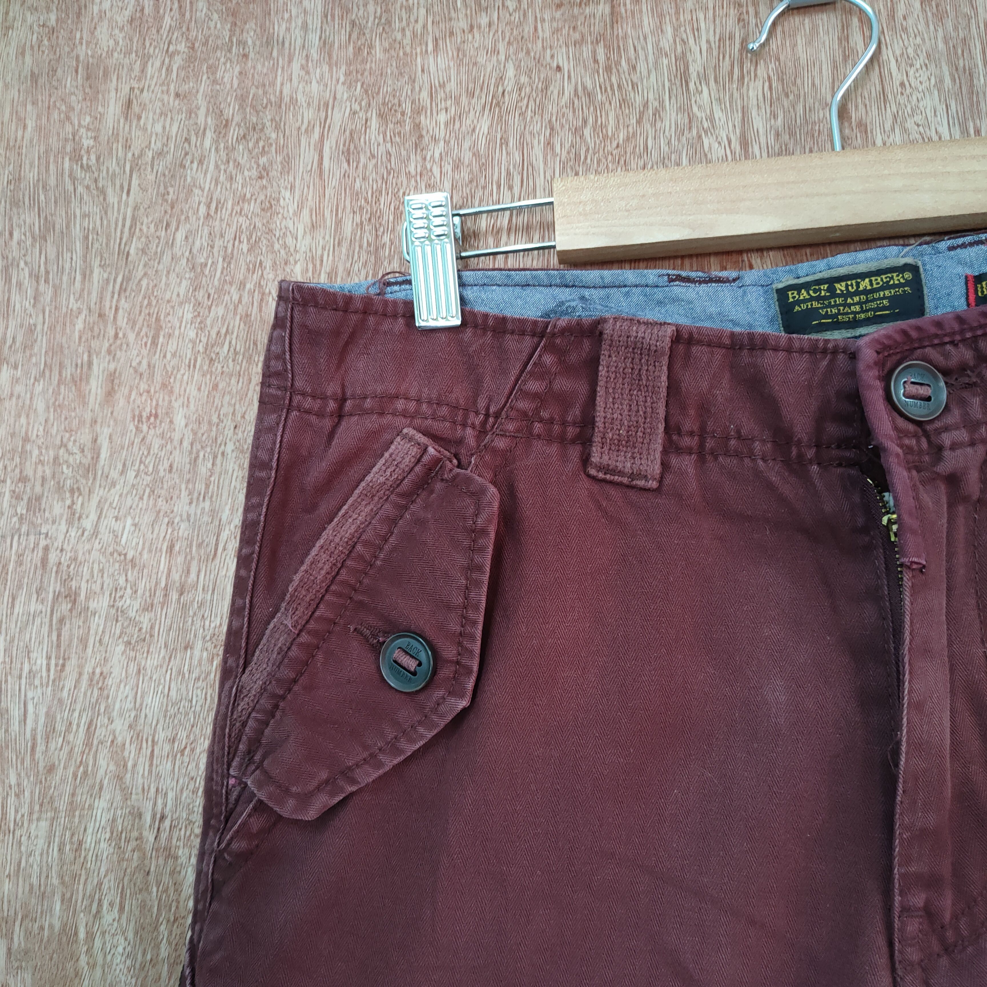 Japanese Brand BACK NUMBER 8 POCKET MARROON CARGO PANTS Size US 30 / EU 46 - 4 Thumbnail