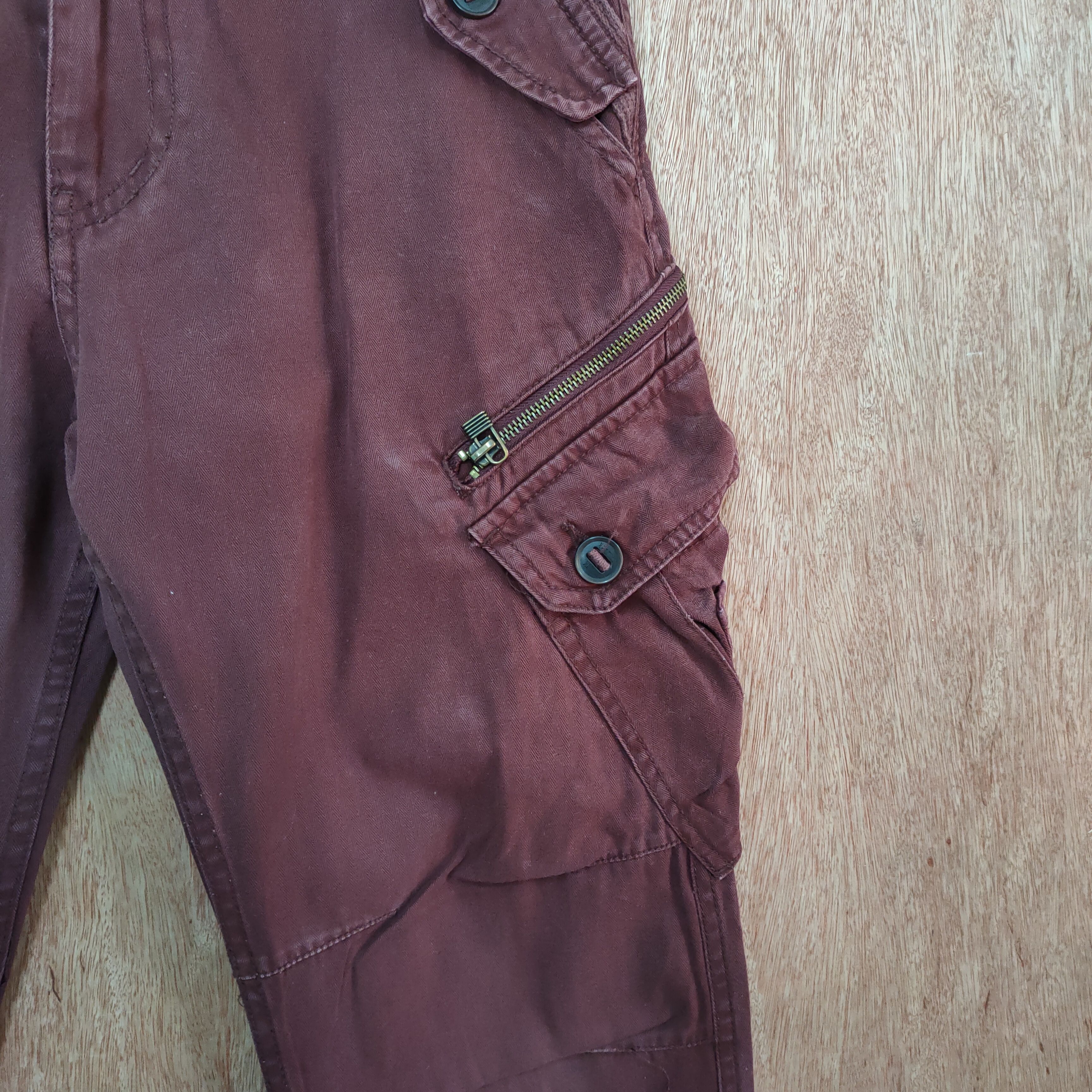 Japanese Brand BACK NUMBER 8 POCKET MARROON CARGO PANTS Size US 30 / EU 46 - 14 Thumbnail
