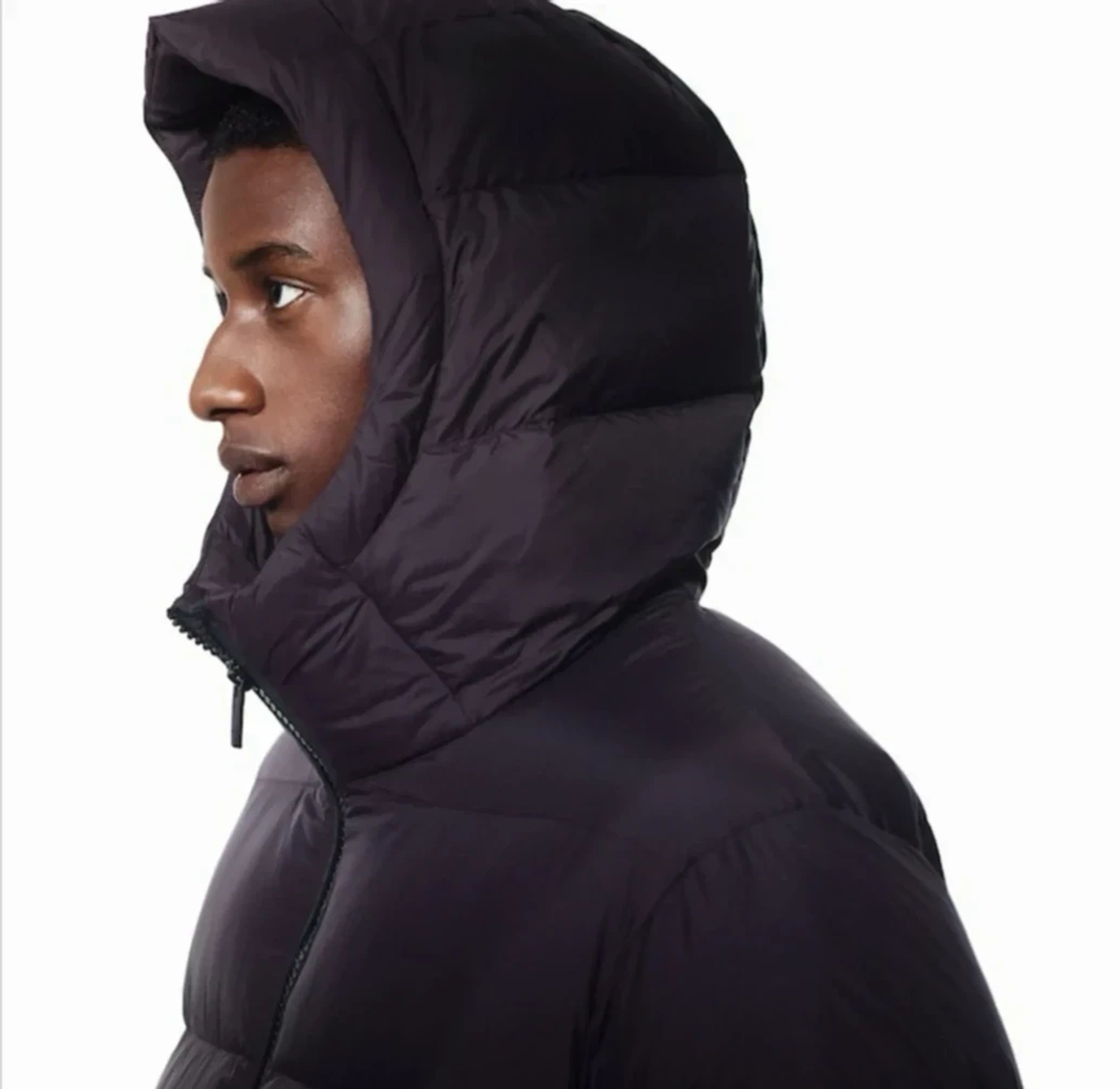 image of Men +J Jil Sander Light Down Volume Parka Designer Jacket in Dark Brown (Size Large)