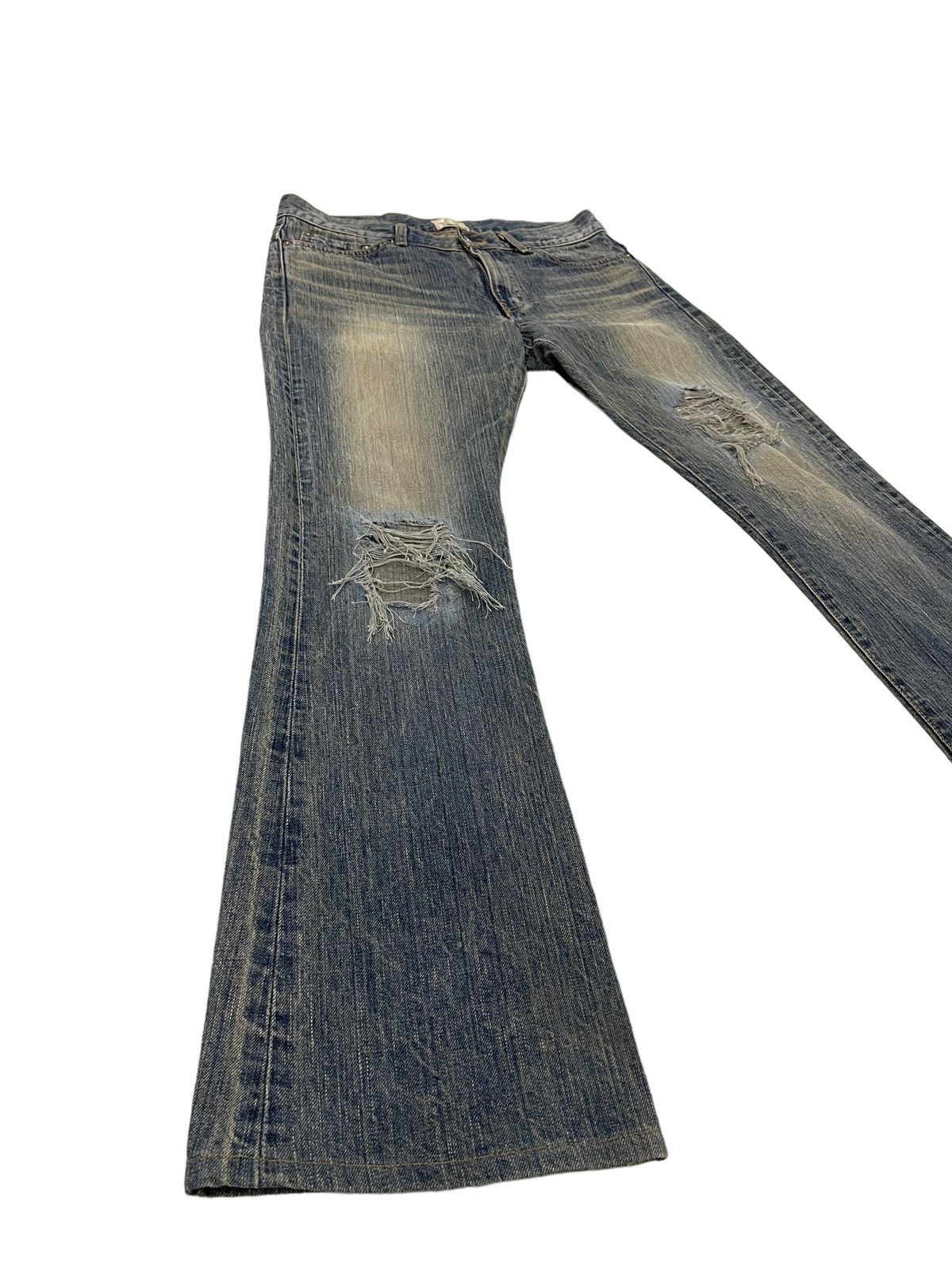 Pre-owned Hype Flare Jeans Edwin Japan Distress Denim Boot Cut 52 In Blue