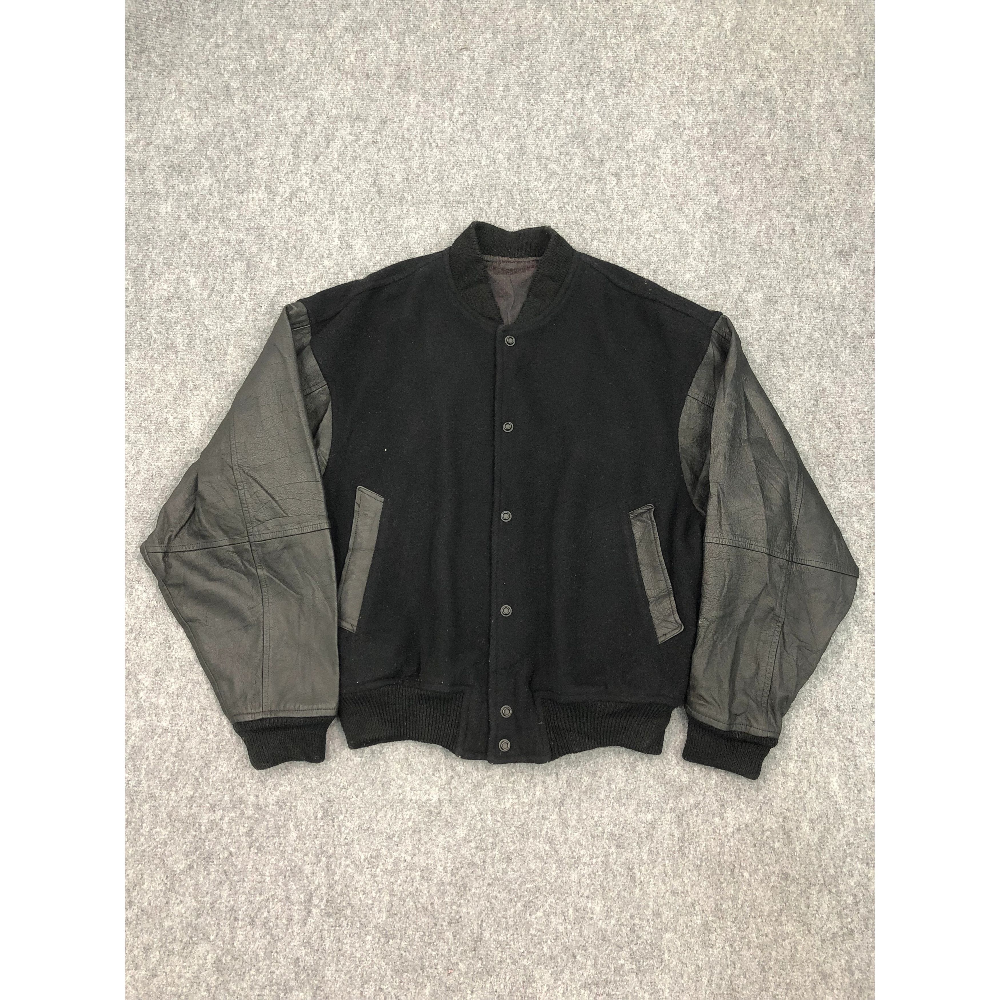 image of Varsity Jacket x Vintage Varsity Tenoras Winter Collection Leather Jacket in Black, Men's (Size XL)