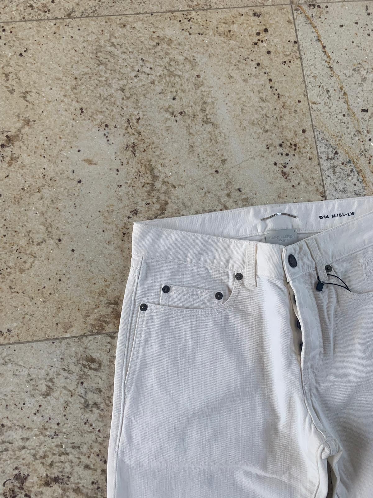 Saint Laurent Paris D14 Embroidered Pocket Denim in White Size US 28 / EU 44 - 2 Thumbnail