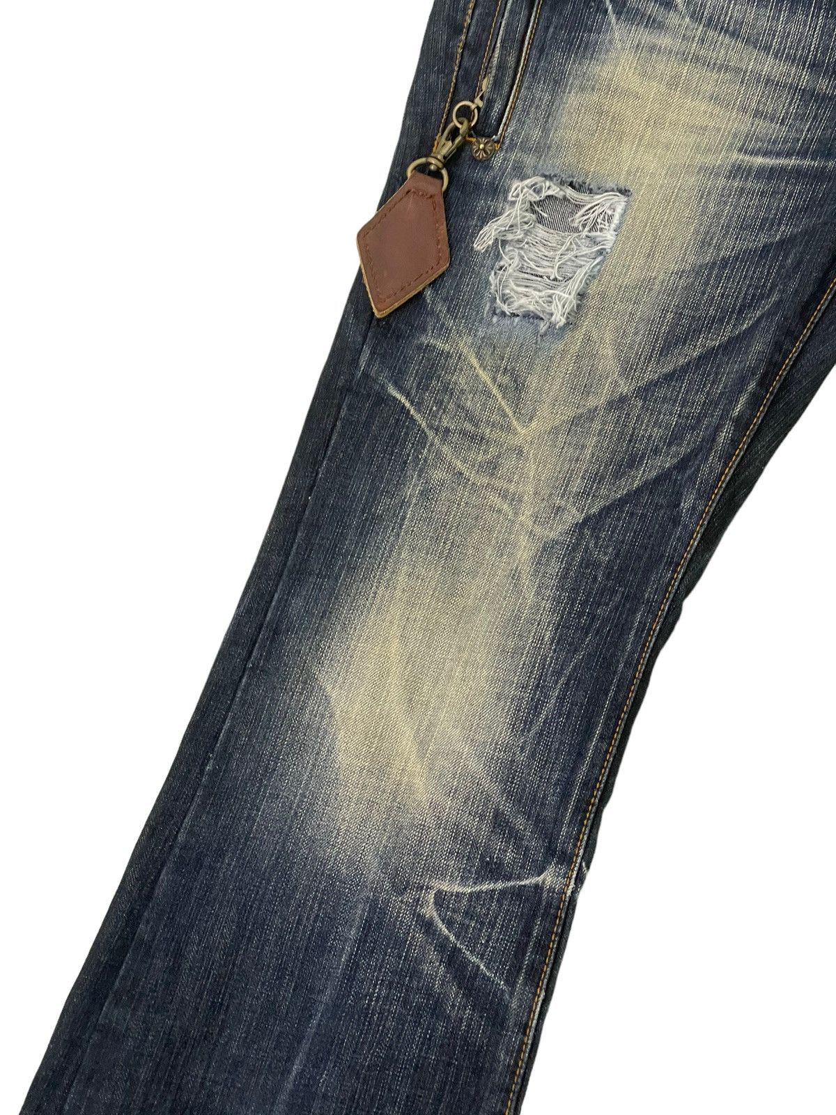 Japanese Brand Flare Jeans Husky 1972 Distress Clawmark Denim Boot Cut 5🟦2 Size US 33 - 6 Thumbnail