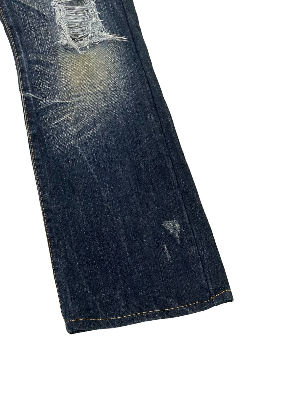 Japanese Brand Flare Jeans Husky 1972 Distress Clawmark Denim Boot Cut 5🟦2 Size US 33 - 4 Thumbnail