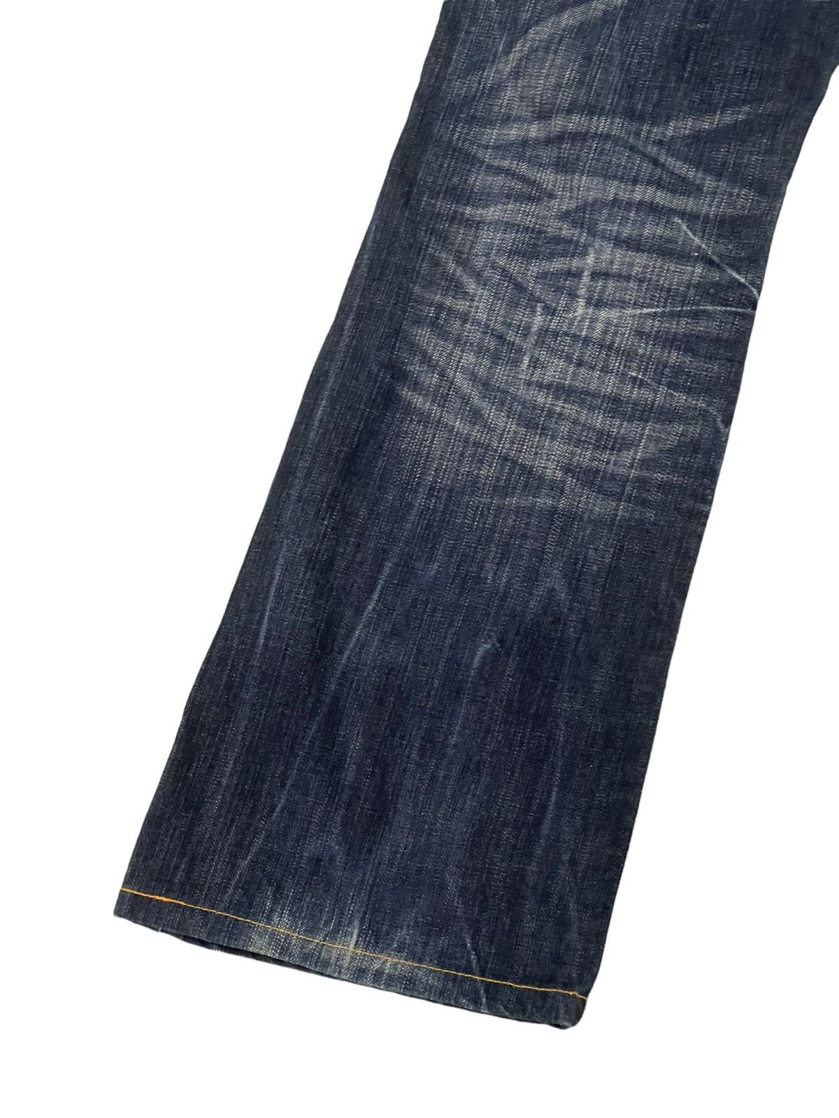 Japanese Brand Flare Jeans Husky 1972 Distress Clawmark Denim Boot Cut 5🟦2 Size US 33 - 16 Thumbnail