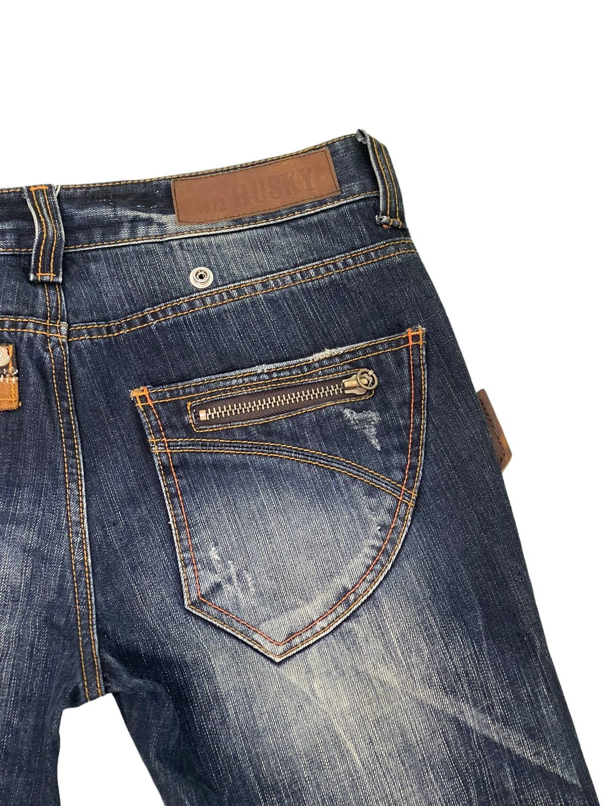Japanese Brand Flare Jeans Husky 1972 Distress Clawmark Denim Boot Cut 5🟦2 Size US 33 - 20 Thumbnail