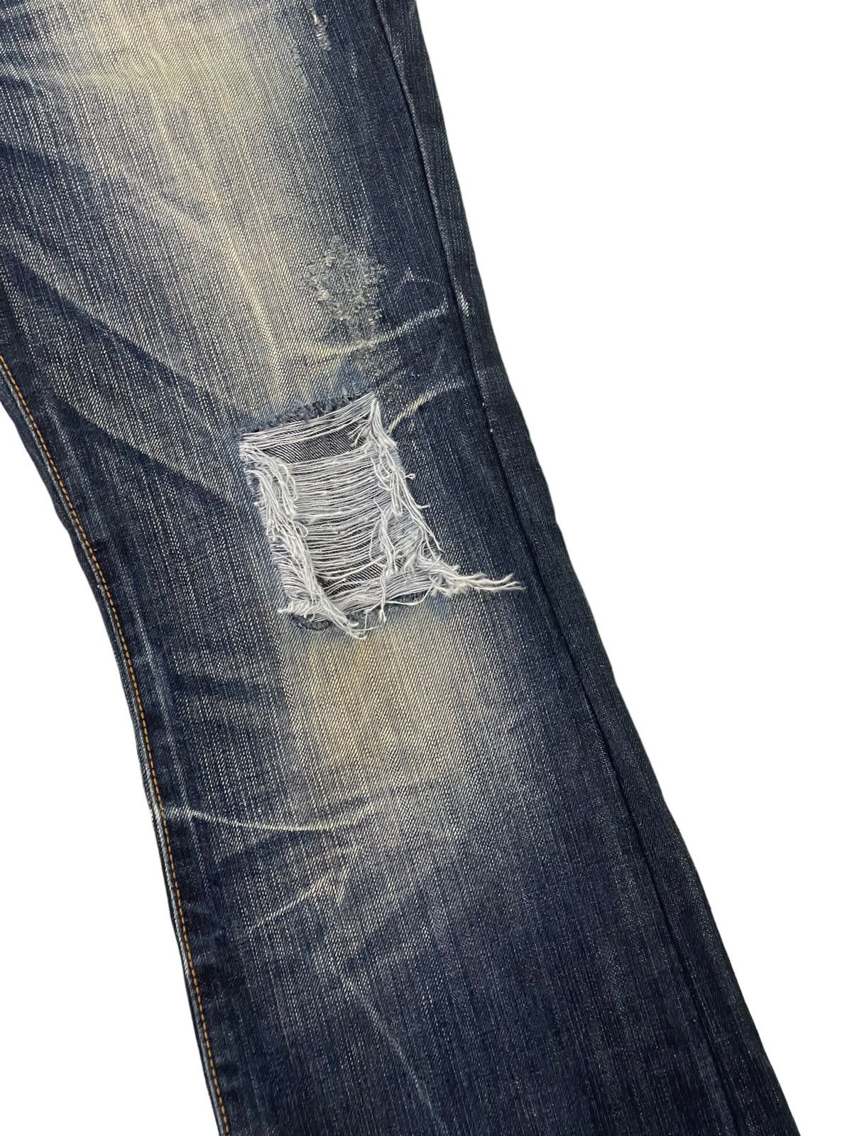 Japanese Brand Flare Jeans Husky 1972 Distress Clawmark Denim Boot Cut 5🟦2 Size US 33 - 7 Thumbnail