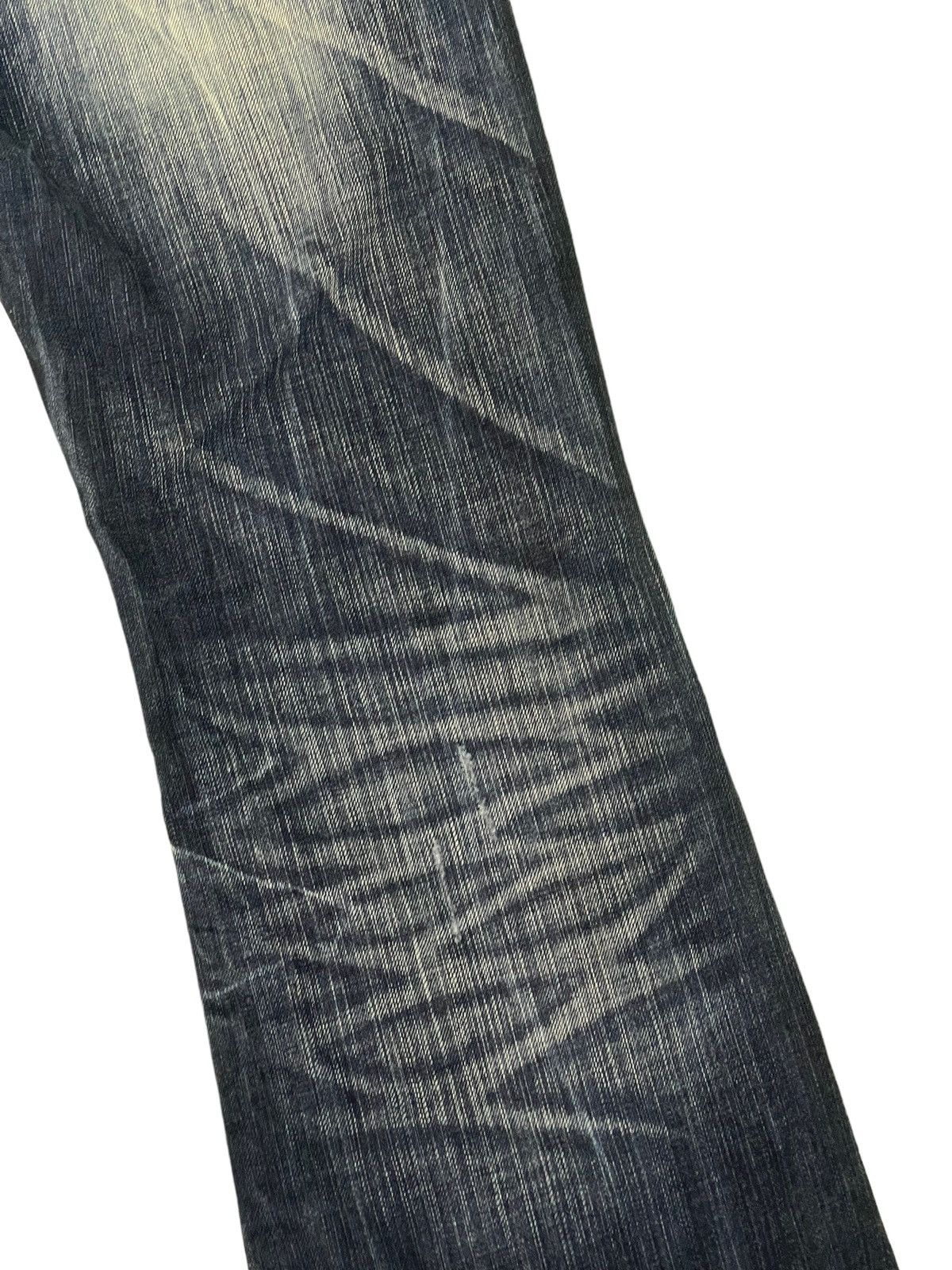 Japanese Brand Flare Jeans Husky 1972 Distress Clawmark Denim Boot Cut 5🟦2 Size US 33 - 18 Thumbnail
