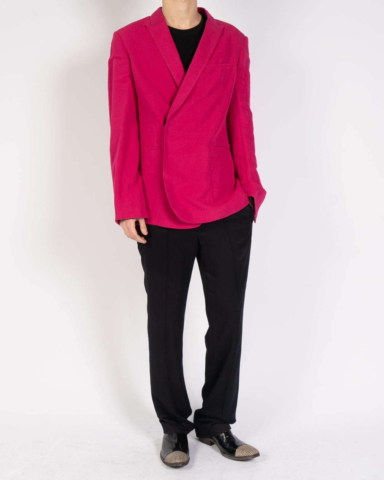 Haider Ackermann SS20 Pink Double Breasted Wool Blazer Size 48L - 4 Thumbnail