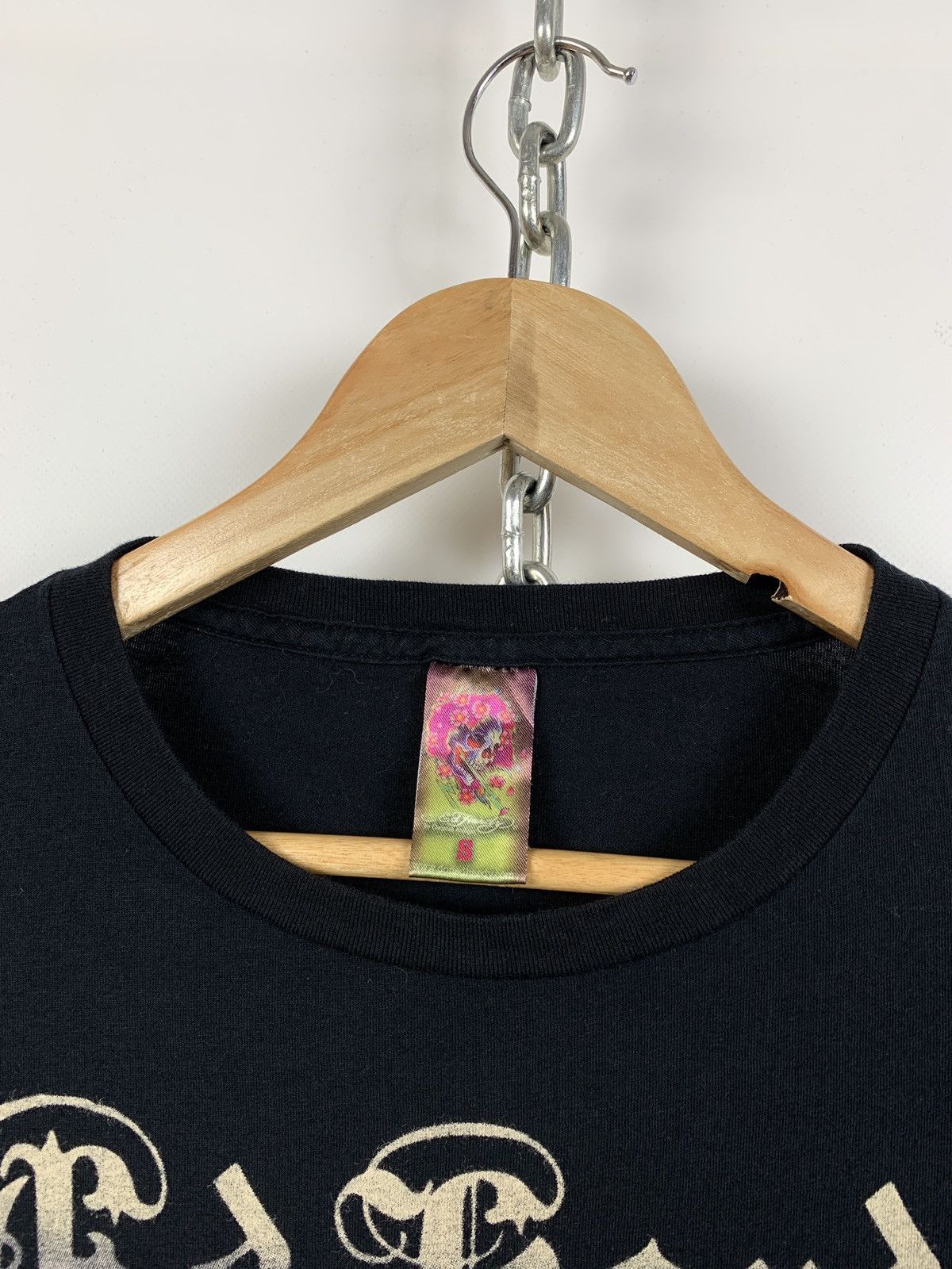 Christian Audigier Vintage Ed Hardy Black Women’s Rhinestone Long Sleeve Shirt Size ONE SIZE - 16 Thumbnail