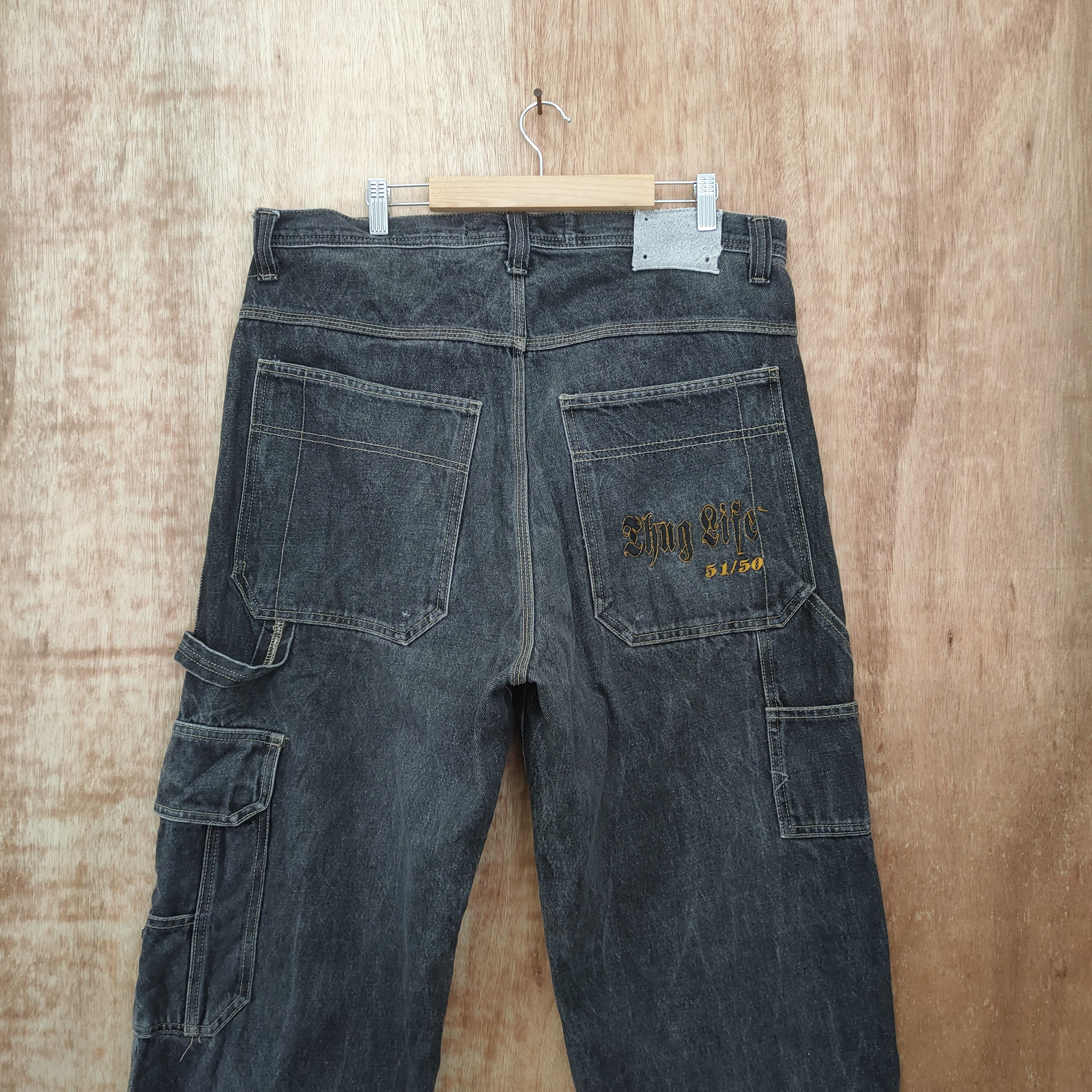 Japanese Brand THUG LIFE FF ORIGINAL STREETWEAR BLACK CARGO PANTS Size US 36 / EU 52 - 6 Thumbnail