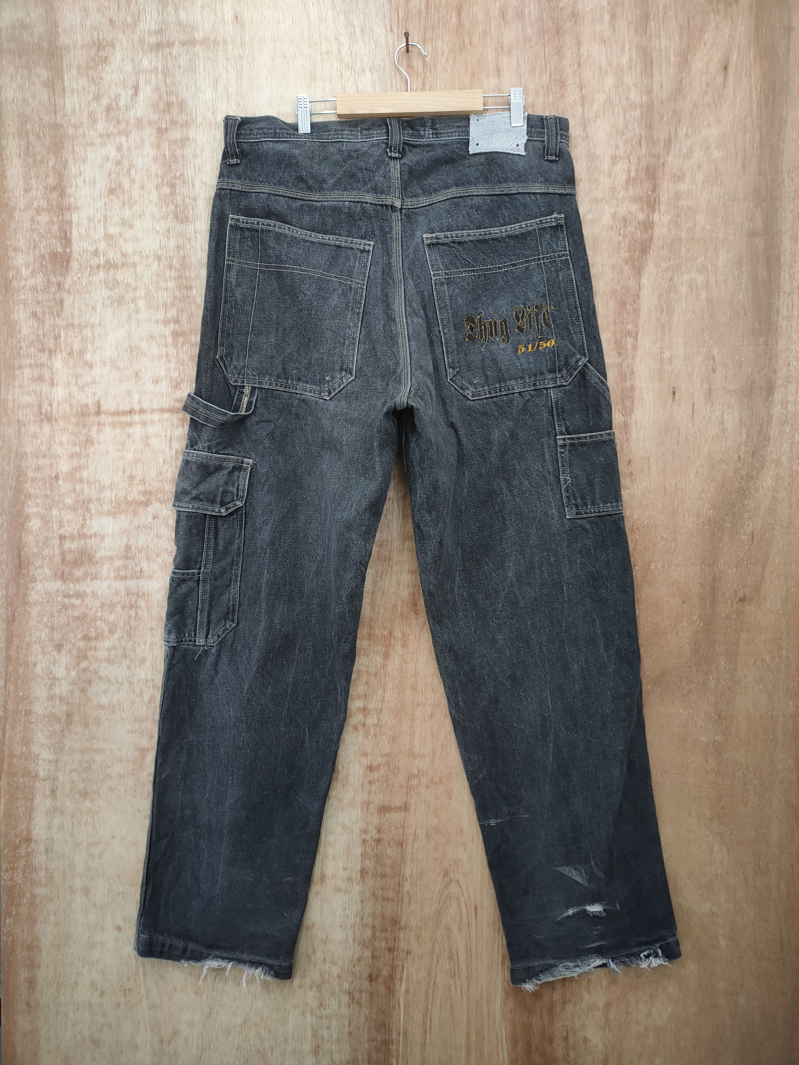 Japanese Brand THUG LIFE FF ORIGINAL STREETWEAR BLACK CARGO PANTS Size US 36 / EU 52 - 2 Thumbnail