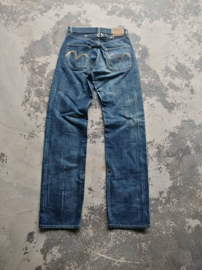 image of Distressed Denim x Vintage Japanese Rusty Distress Redline Jeans Like Evisu in Blue Distressed (Siz