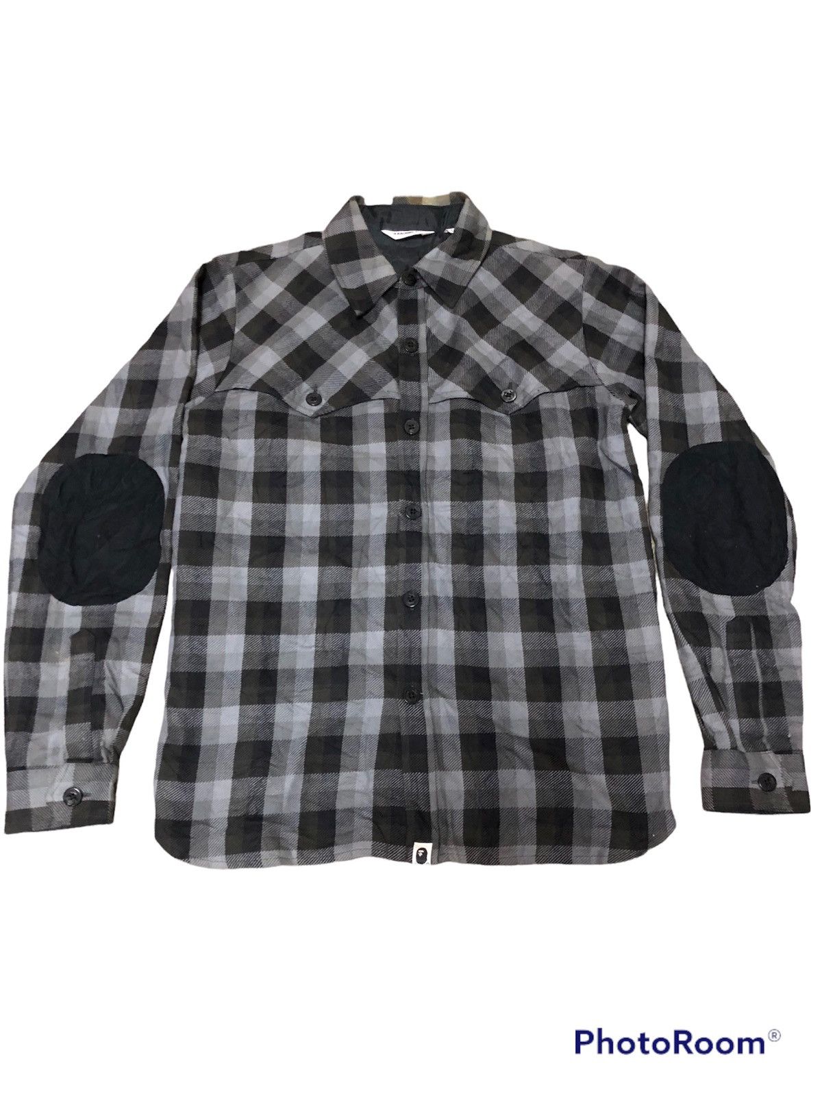 image of Bape x Nigo A Bathing Ape Classics Flanel Long Sleve in Blackgray, Men's (Size Large)