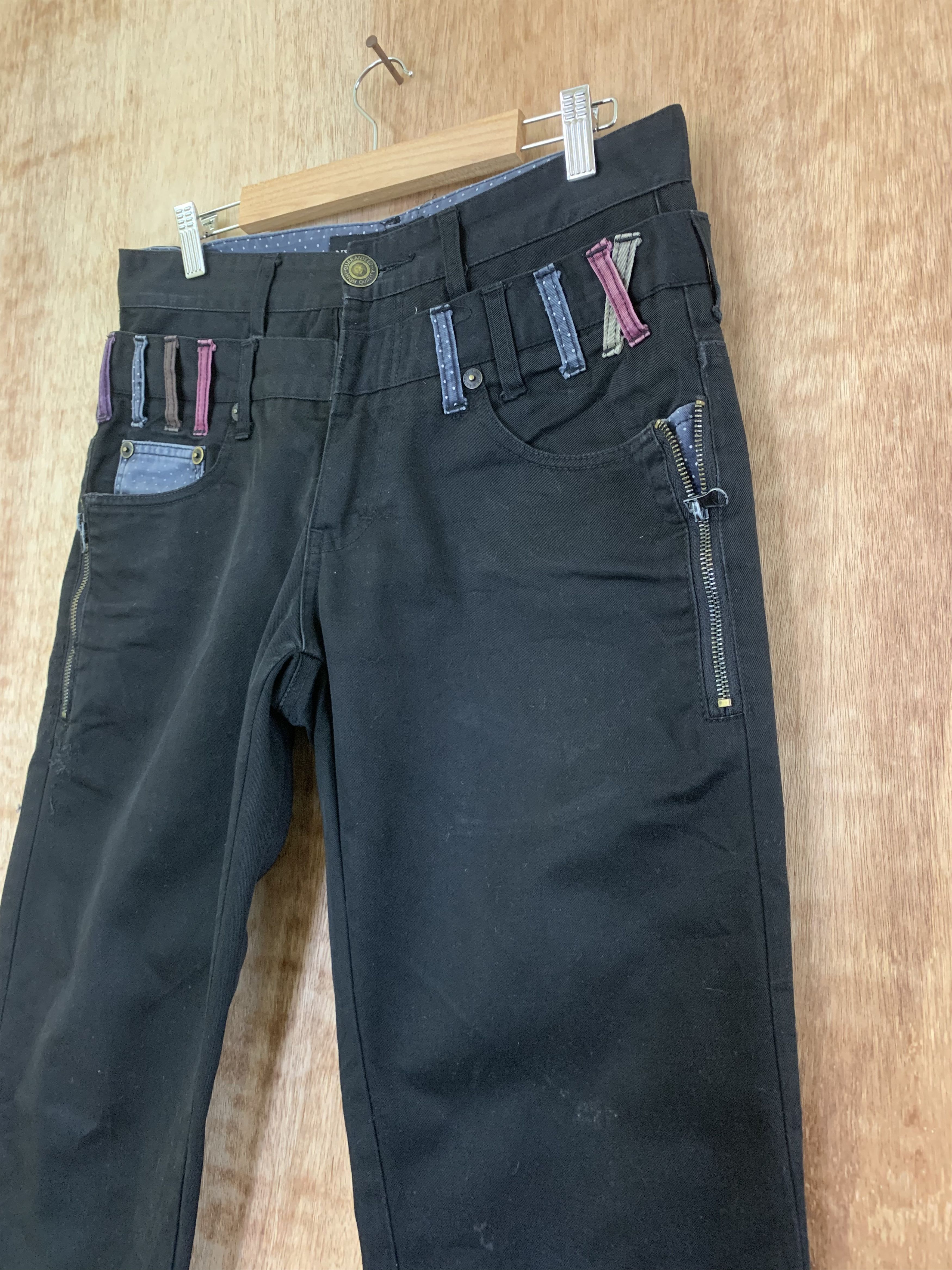 Japanese Brand Double Waist Pants Black Nylaus Jeans Vintage Streetwear Size US 30 / EU 46 - 5 Thumbnail